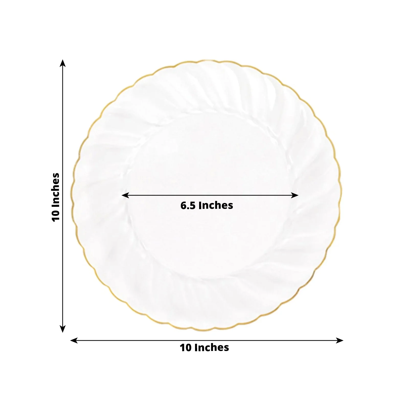 10-Pack Plastic Round Dinner Plates 10" Clear with Gold Flair Rim - Disposable Party Plates for Classy Events & Celebrations - Image 2
