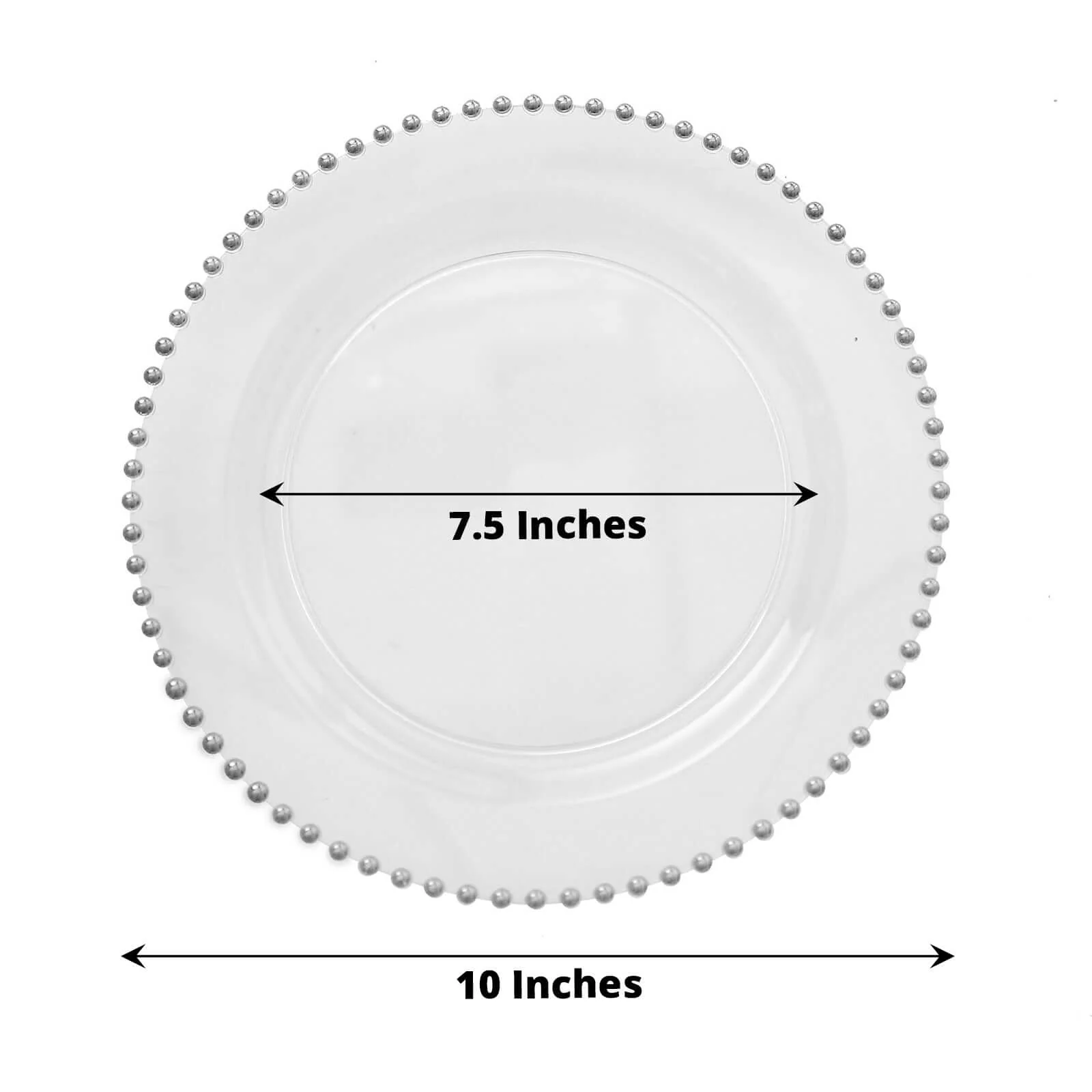 10-Pack Plastic Round Dinner Plates 10" Clear with Silver Beaded Rim - Disposable Party Plates - Image 3
