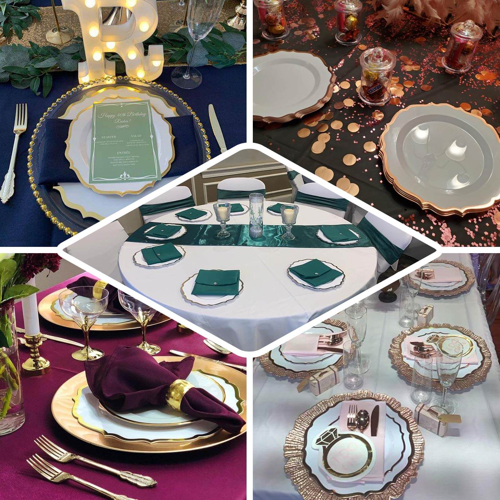 10-Pack Plastic Round Dinner Plates 10" Dusty Rose with Gold Scalloped Rim - Disposable Party Plates - Image 5