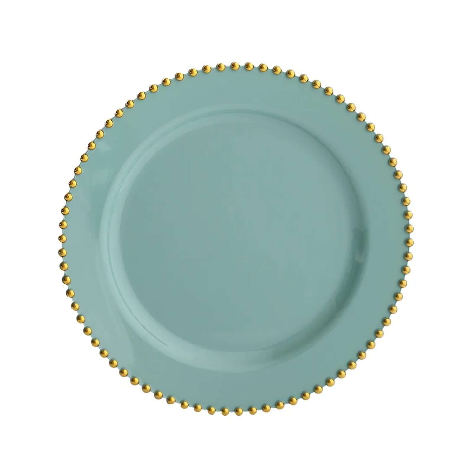 10-Pack Plastic Round Dinner Plates 10" Dusty Sage Green with Gold Beaded Rim - Disposable Party Plates - Image 6