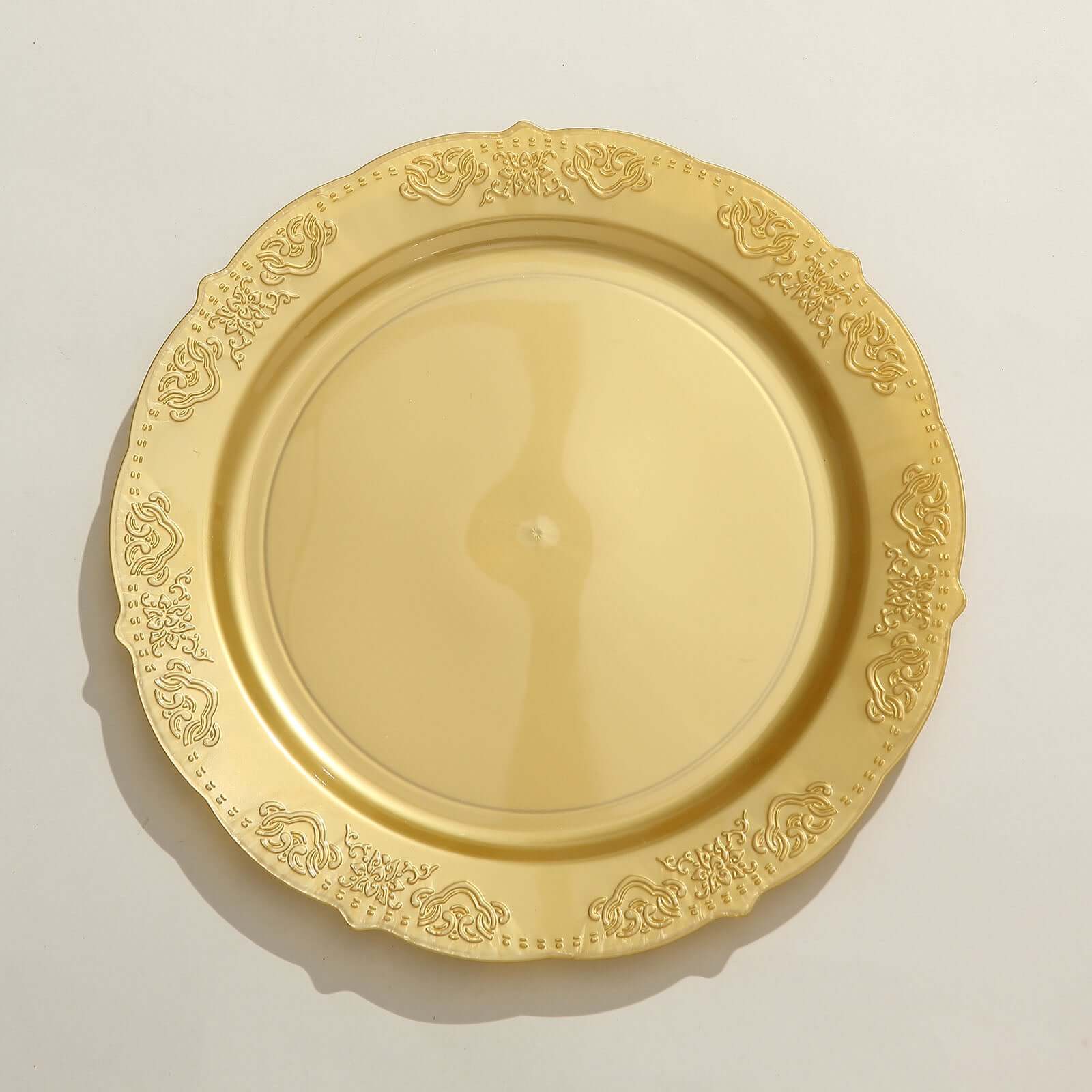 10-Pack Plastic Round Dinner Plates 10" Gold Embossed Scalloped Edge - Stylish Disposable Party Plates for Weddings & Celebrations - Image 8