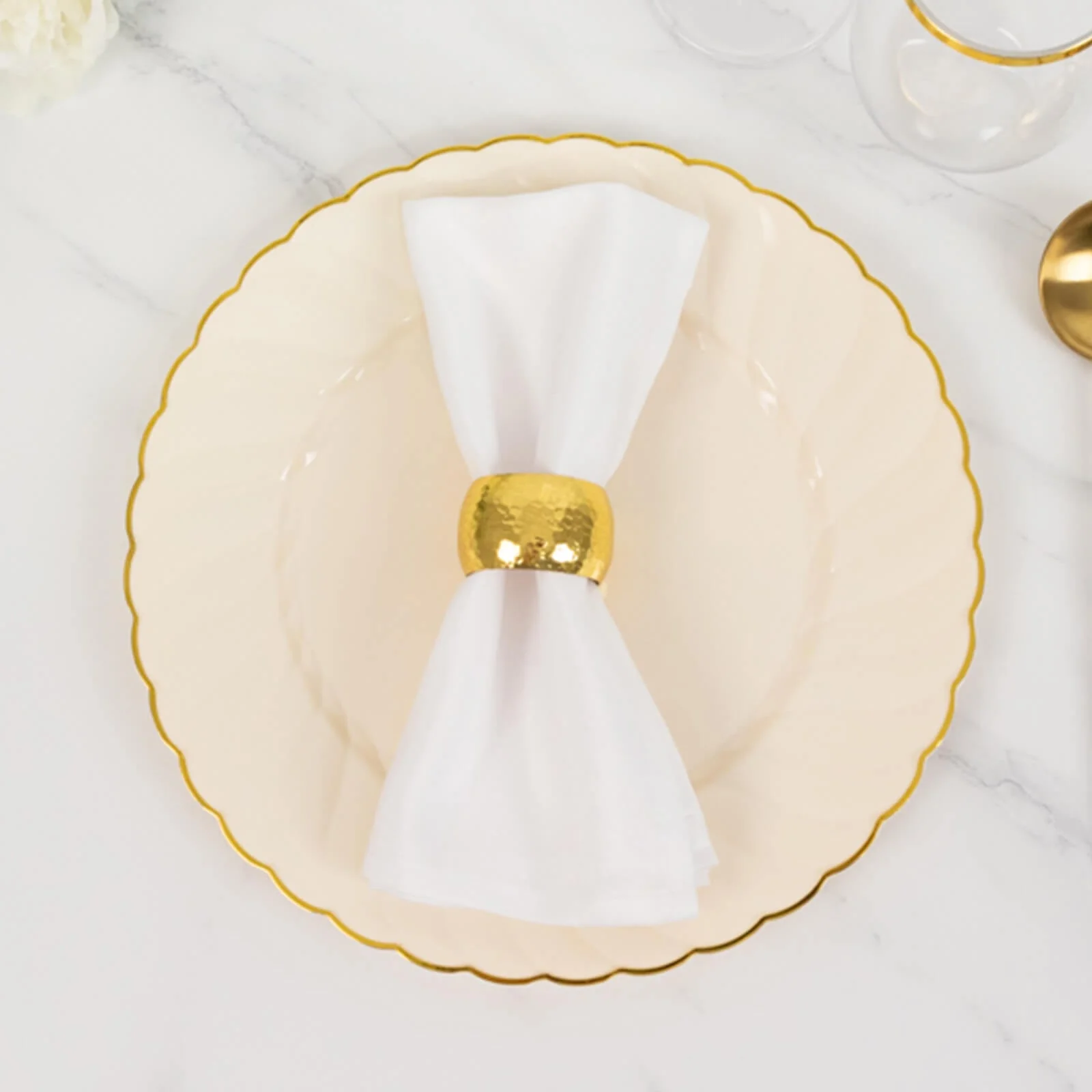 10-Pack Plastic Round Dinner Plates 10" Ivory with Gold Flair Rim - Disposable Party Plates for Classy Events & Celebrations - Image 5