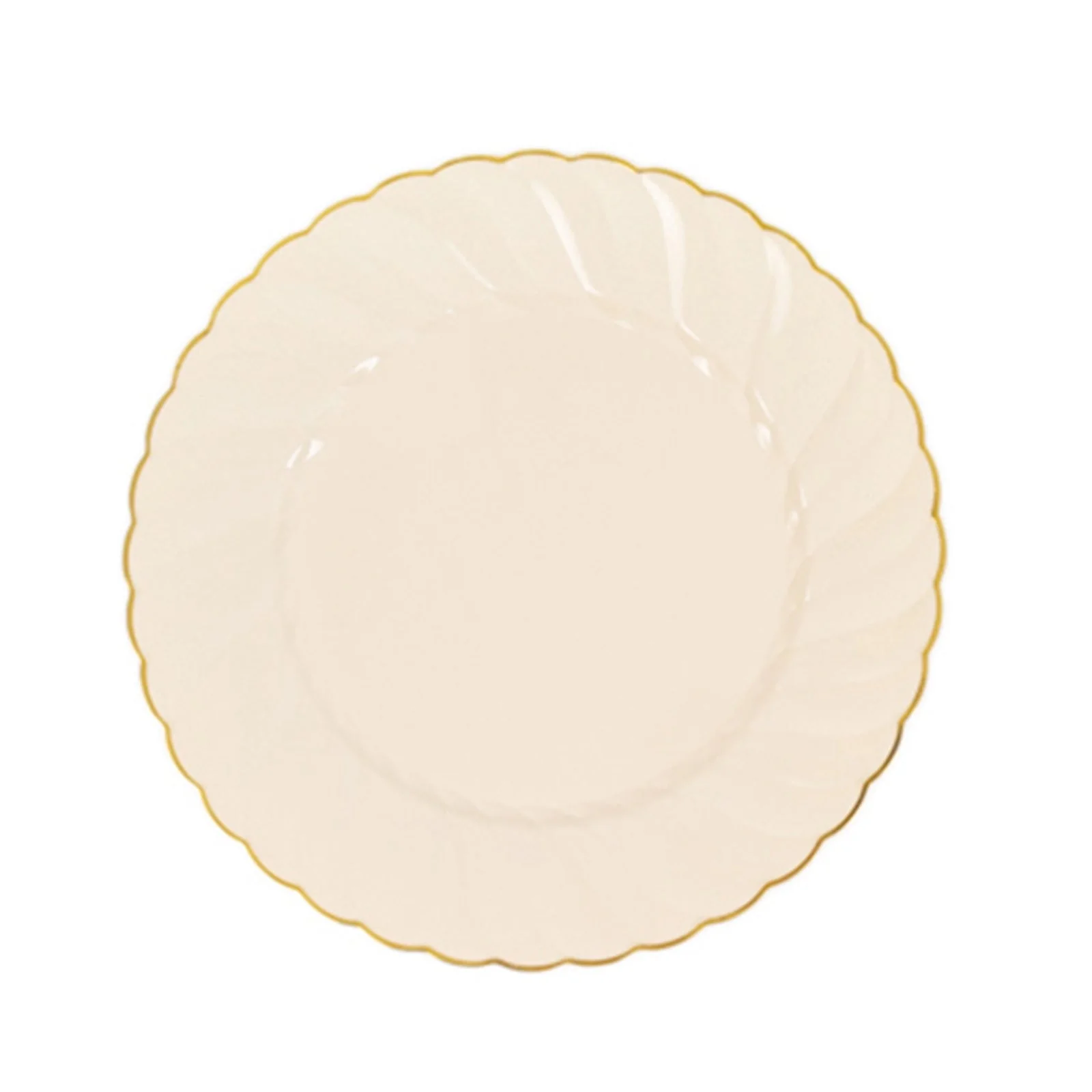 10-Pack Plastic Round Dinner Plates 10" Ivory with Gold Flair Rim - Disposable Party Plates for Classy Events & Celebrations - Image 7