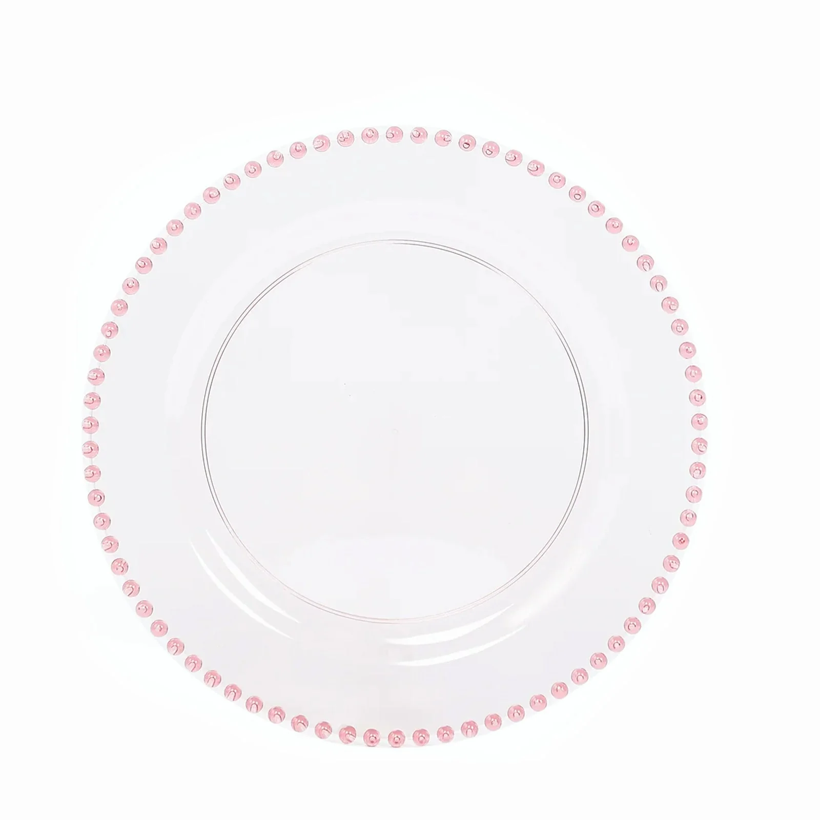 10-Pack Plastic Round Dinner Plates 10" Transparent Blush with Beaded Rim - Disposable Party Plates - Image 6