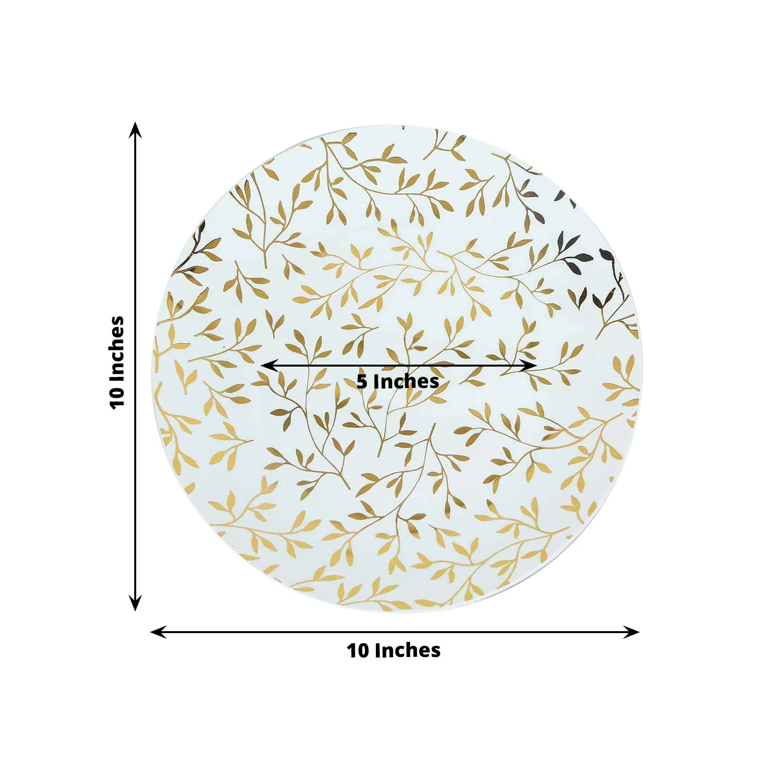 10-Pack Plastic Round Dinner Plates 10" White with Gold Leaf Design - Heavy Duty Disposable Party Plates for Festive Occasions & Memorable Celebrations - Image 3