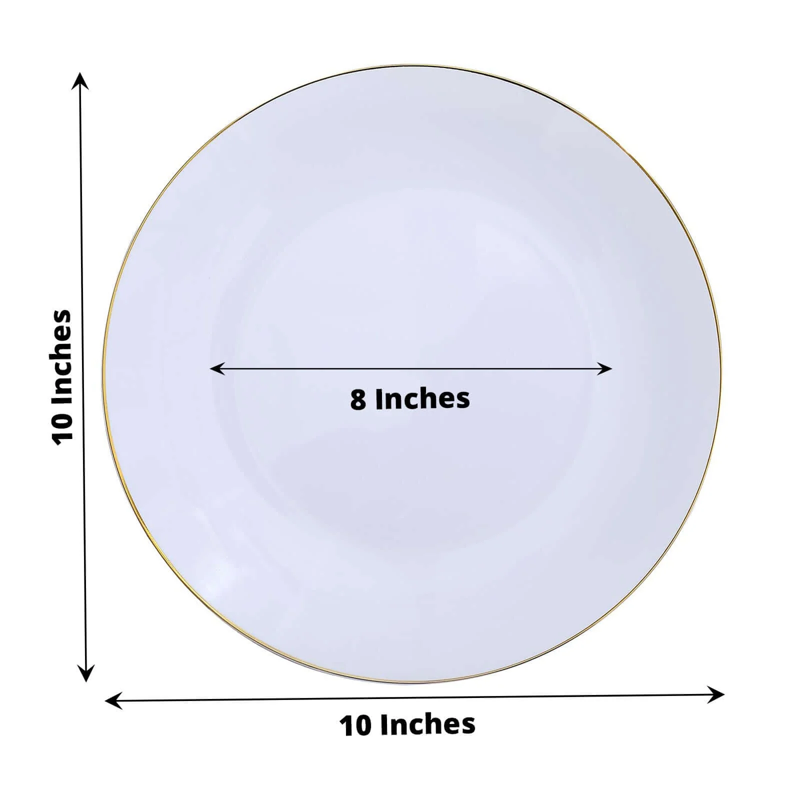 10-Pack Plastic Round Dinner Plates 10" White with Gold Rim - Glossy Disposable Party Plates for Weddings & Celebrations - Image 3