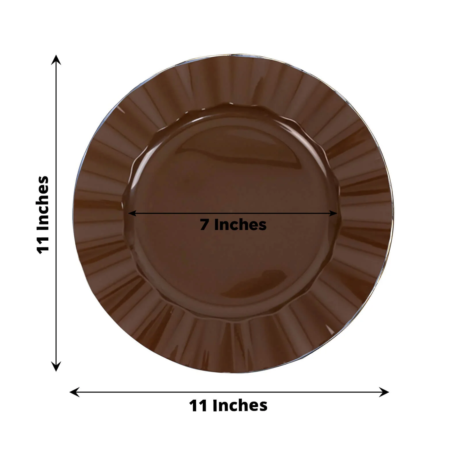 10-Pack Plastic Round Dinner Plates 11" Cinnamon Brown Ruffled Rim with Gold Edging - Heavy Duty Disposable Dinnerware - Image 6