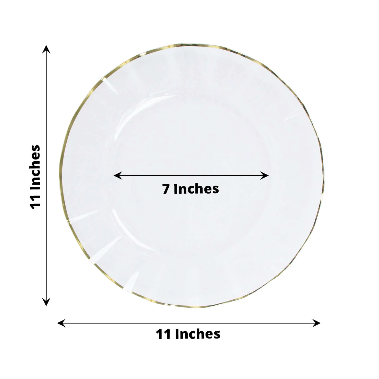 10-Pack Plastic Round Dinner Plates 11" Clear Ruffled Rim with Gold Edging - Heavy Duty Disposable Dinnerware - Image 3