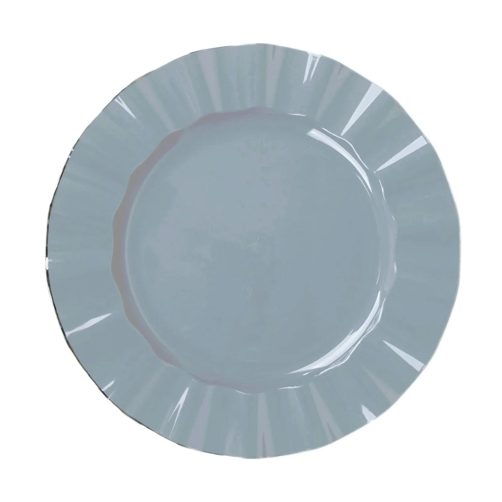 10-Pack Plastic Round Dinner Plates 11" Dusty Blue Ruffled Rim with Gold Edging - Heavy Duty Disposable Dinnerware - Image 7