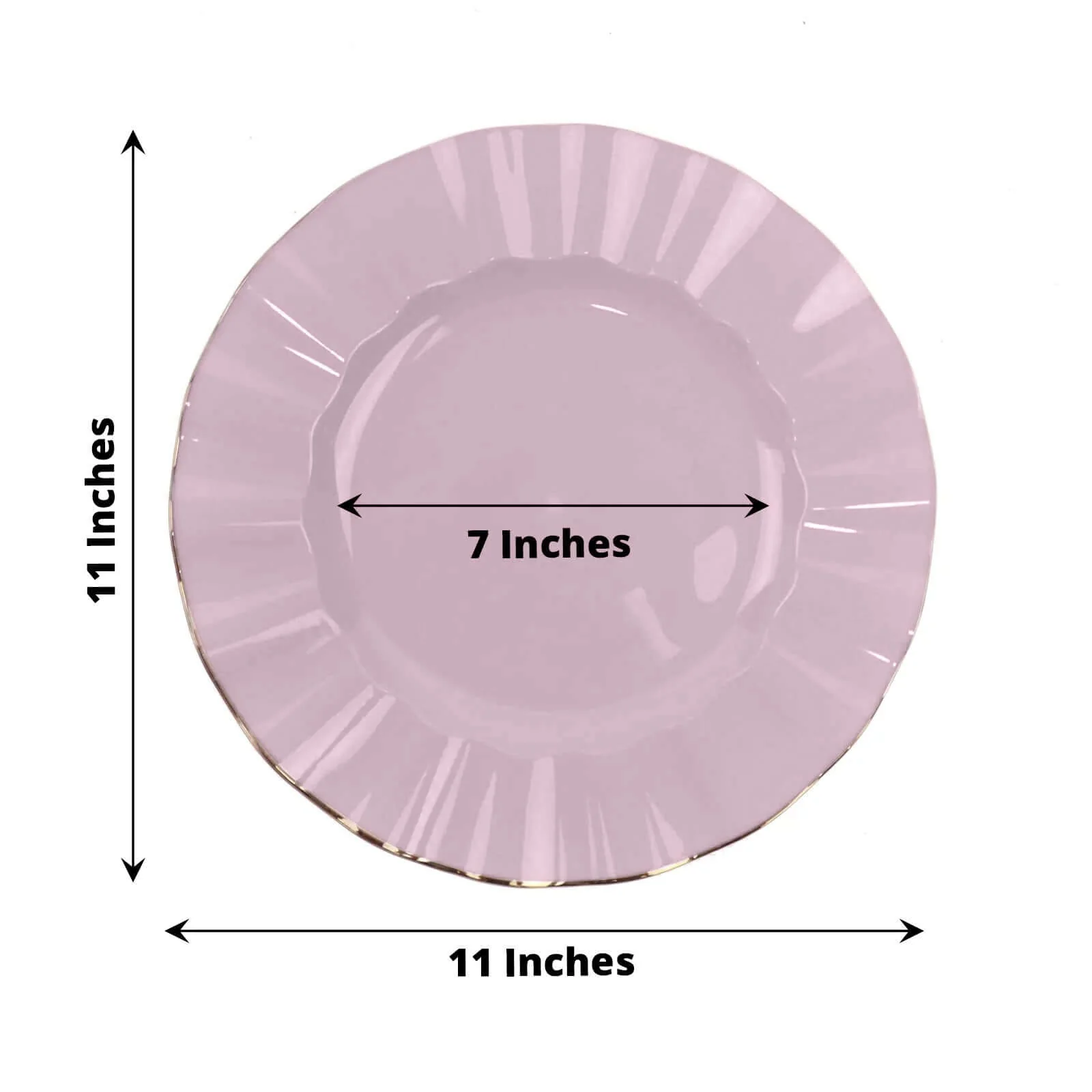 10-Pack Plastic Round Dinner Plates 11" Lavender Lilac Ruffled Rim with Gold Edging - Heavy Duty Disposable Dinnerware - Image 3