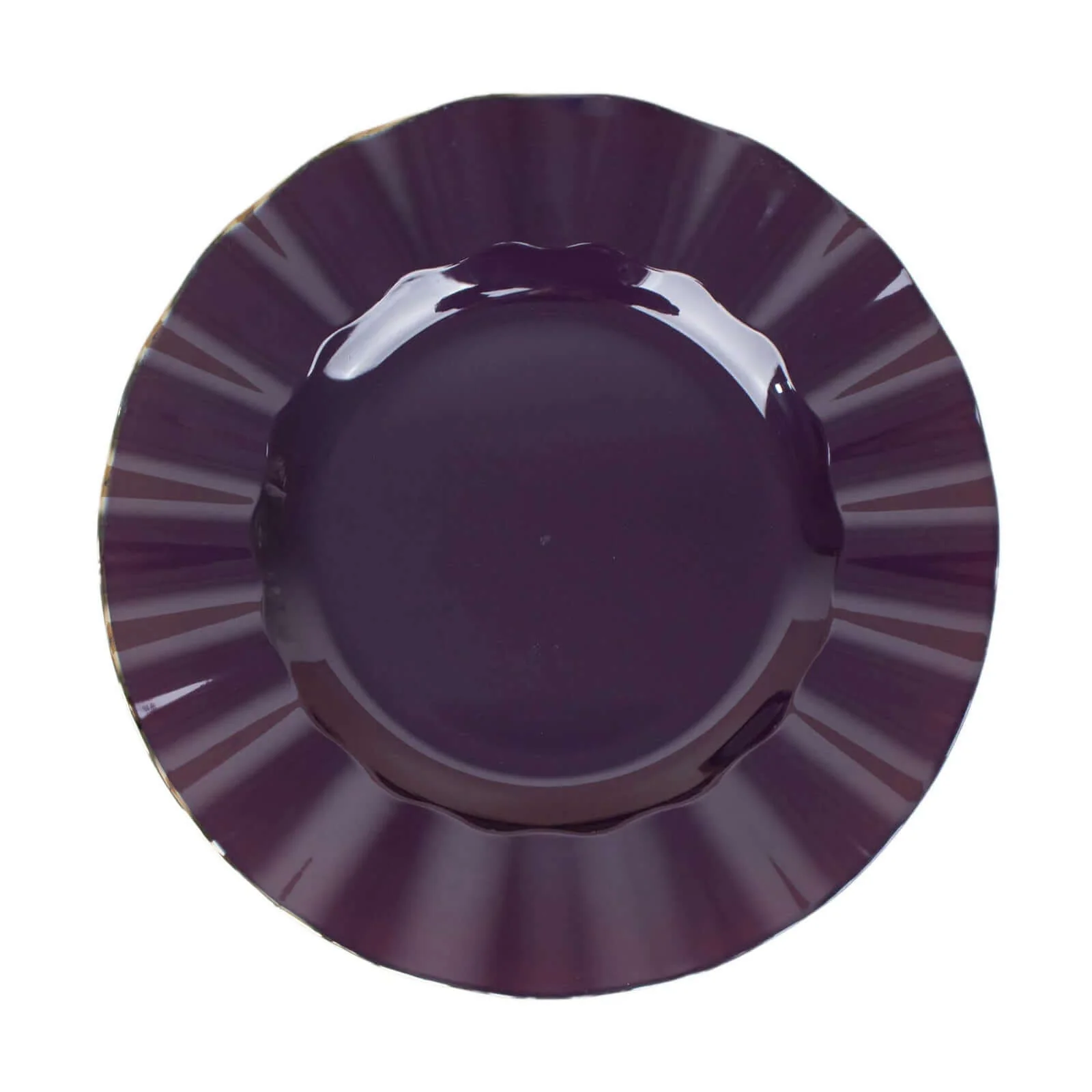 10-Pack Plastic Round Dinner Plates 11" Purple Ruffled Rim with Gold Edging - Heavy Duty Disposable Dinnerware - Image 6