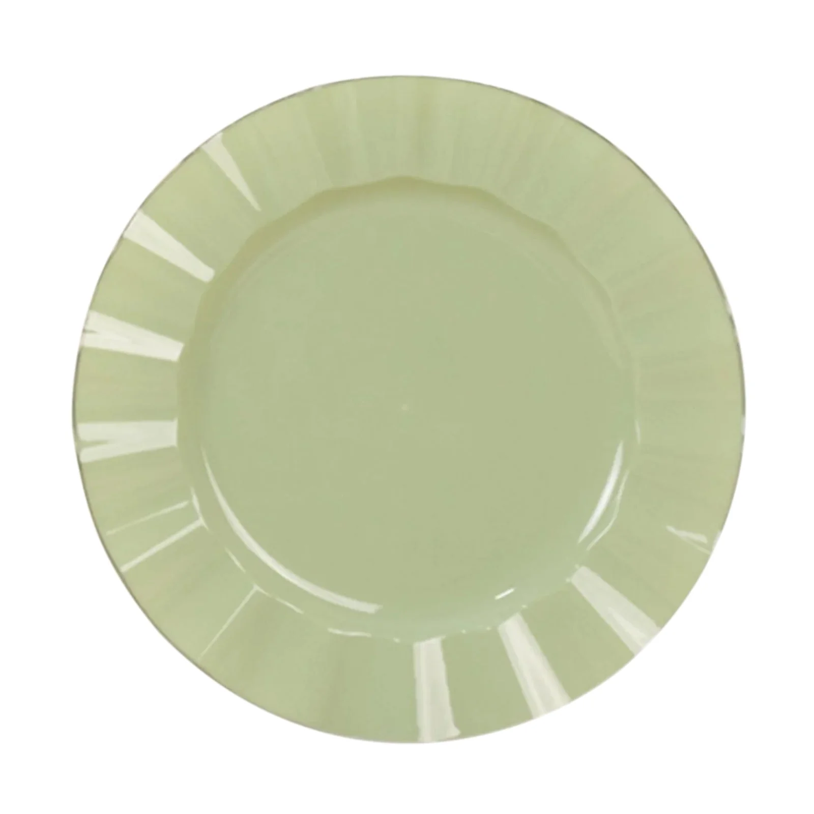 10-Pack Plastic Round Dinner Plates 11" Sage Green Ruffled Rim with Gold Edging - Heavy Duty Disposable Dinnerware - Image 2