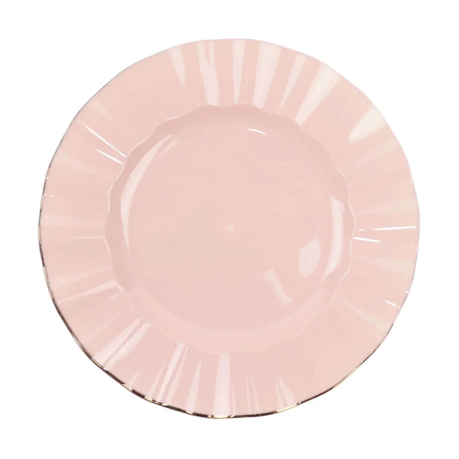 10-Pack Plastic Round Dinner Plates 9" Blush Ruffled Rim with Gold Edging - Heavy Duty Disposable Dinnerware - Image 8
