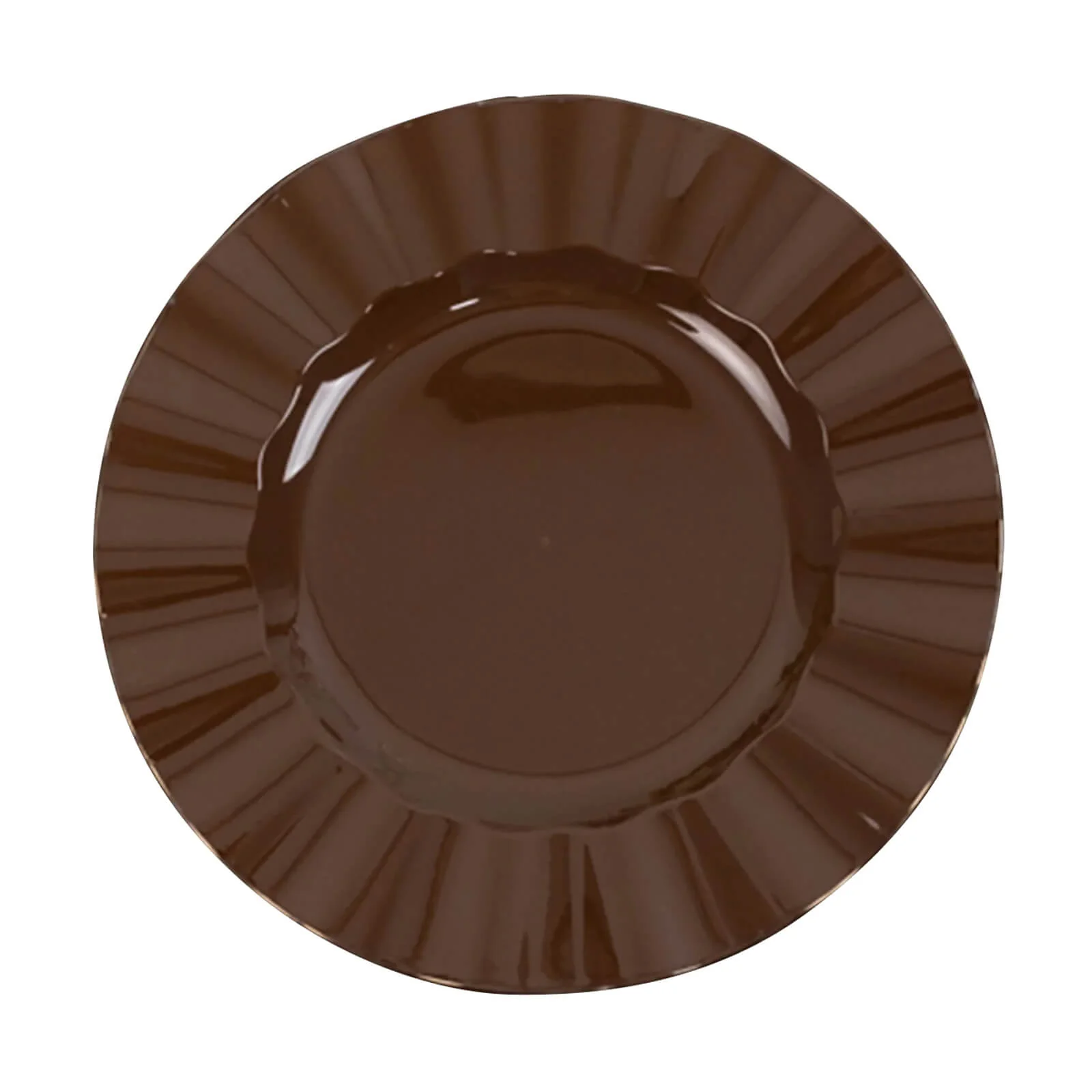 10-Pack Plastic Round Dinner Plates 9" Cinnamon Brown Ruffled Rim with Gold Edging - Heavy Duty Disposable Dinnerware - Image 2