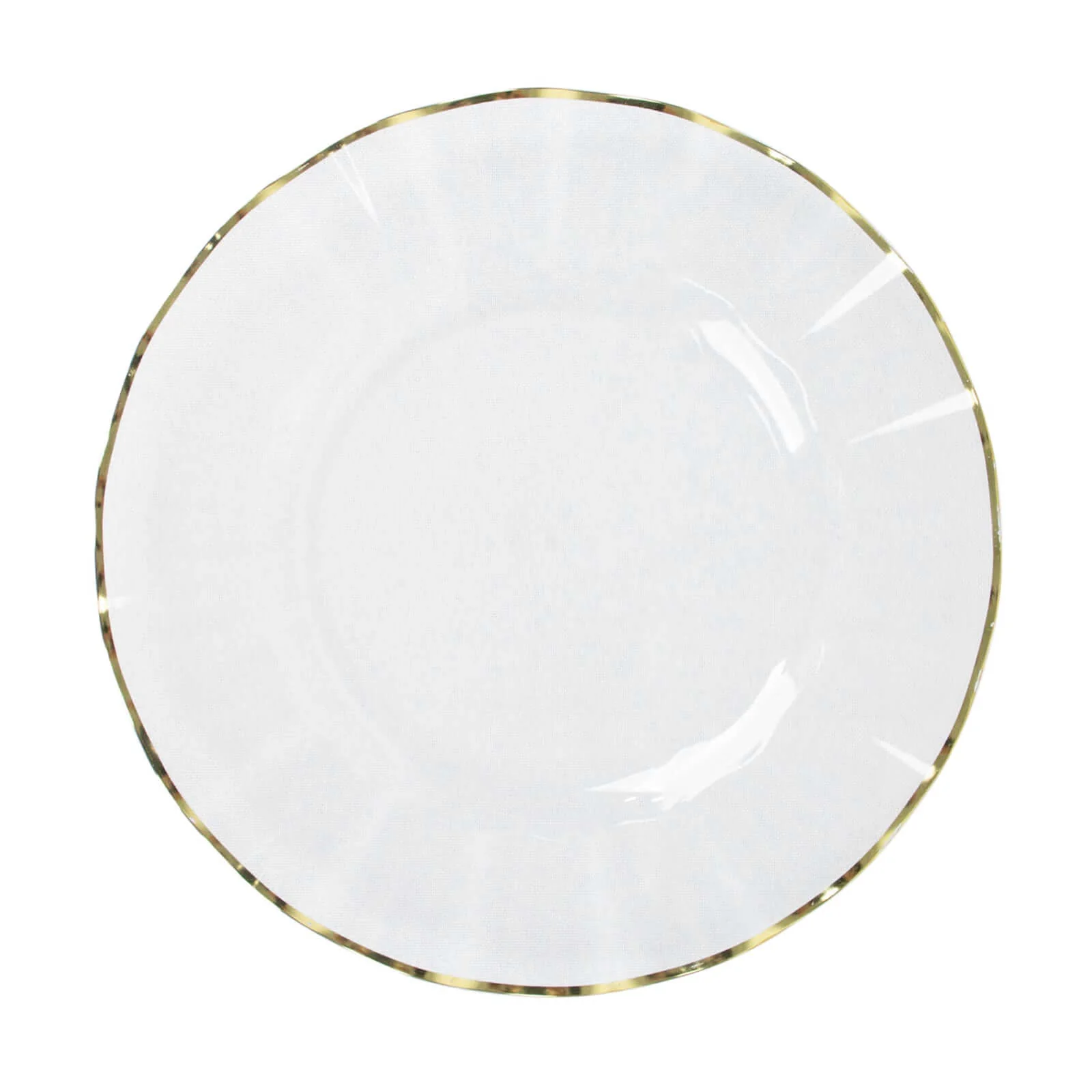 10-Pack Plastic Round Dinner Plates 9" Clear Ruffled Rim with Gold Edging - Heavy Duty Disposable Dinnerware - Image 8