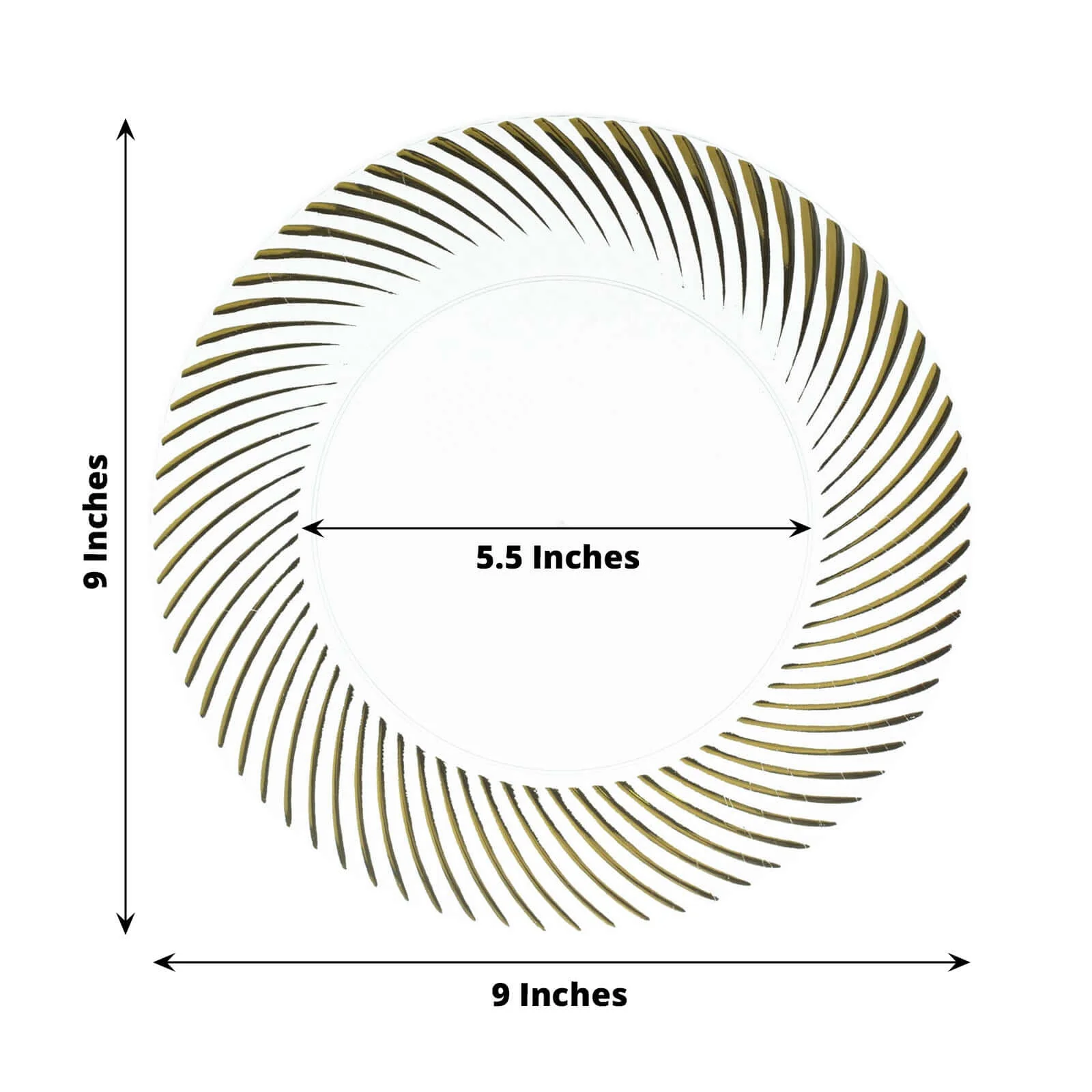 10-Pack Plastic Round Dinner Plates 9" Clear with Gold Swirl Rim - Disposable Party Plates - Image 3