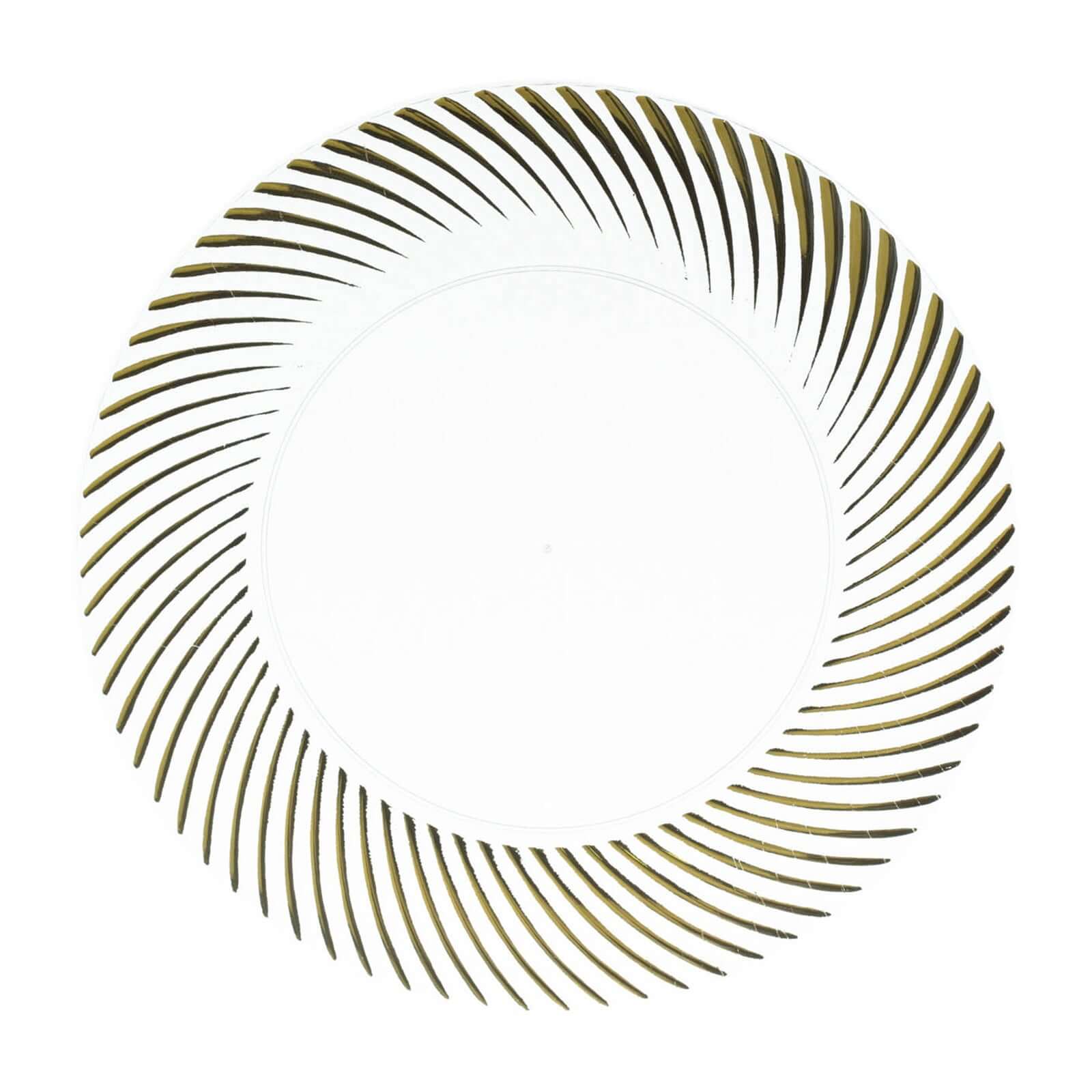 10-Pack Plastic Round Dinner Plates 9" Clear with Gold Swirl Rim - Disposable Party Plates - Image 7