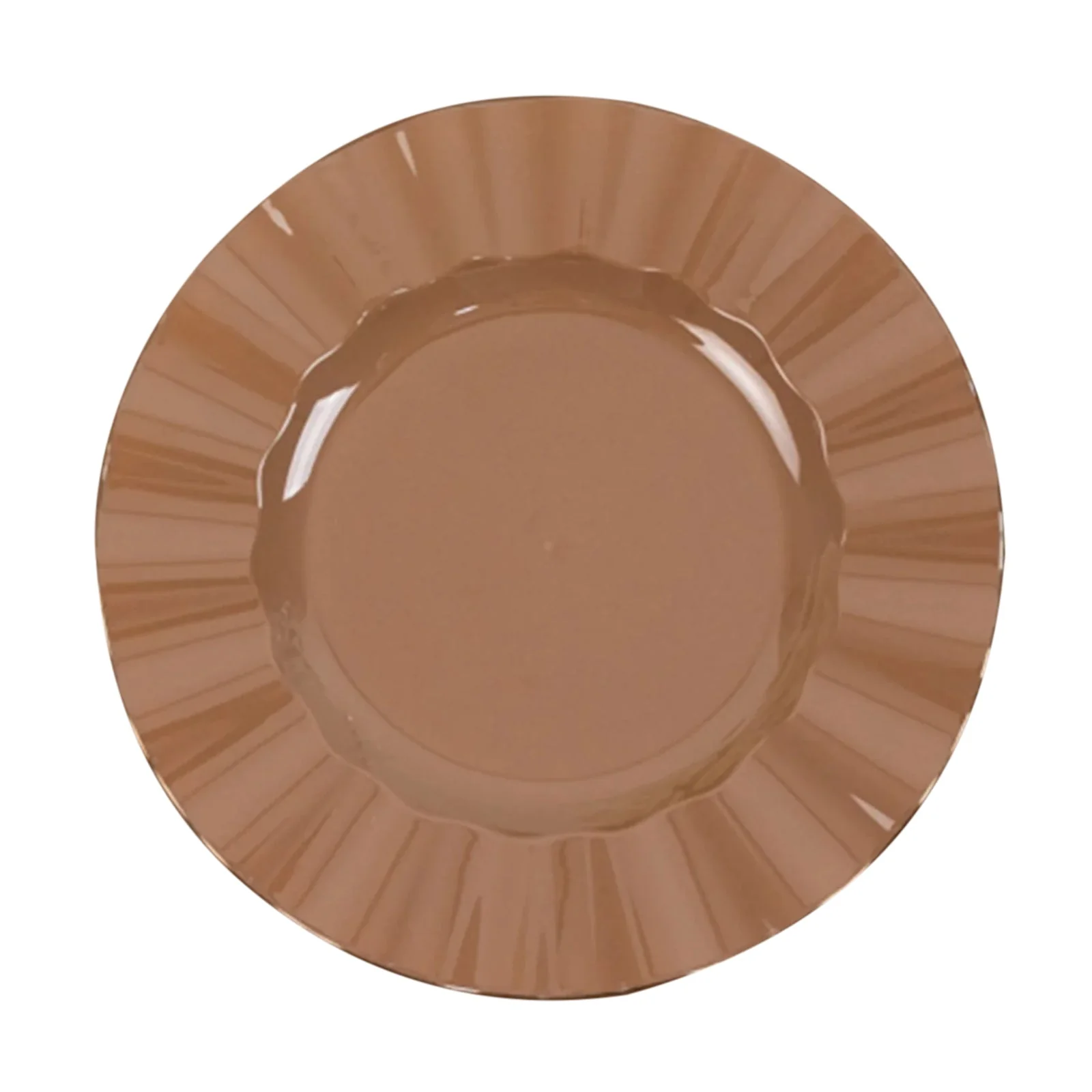 10-Pack Plastic Round Dinner Plates 9" Coffee Brown Ruffled Rim with Gold Edging - Heavy Duty Disposable Dinnerware - Image 6