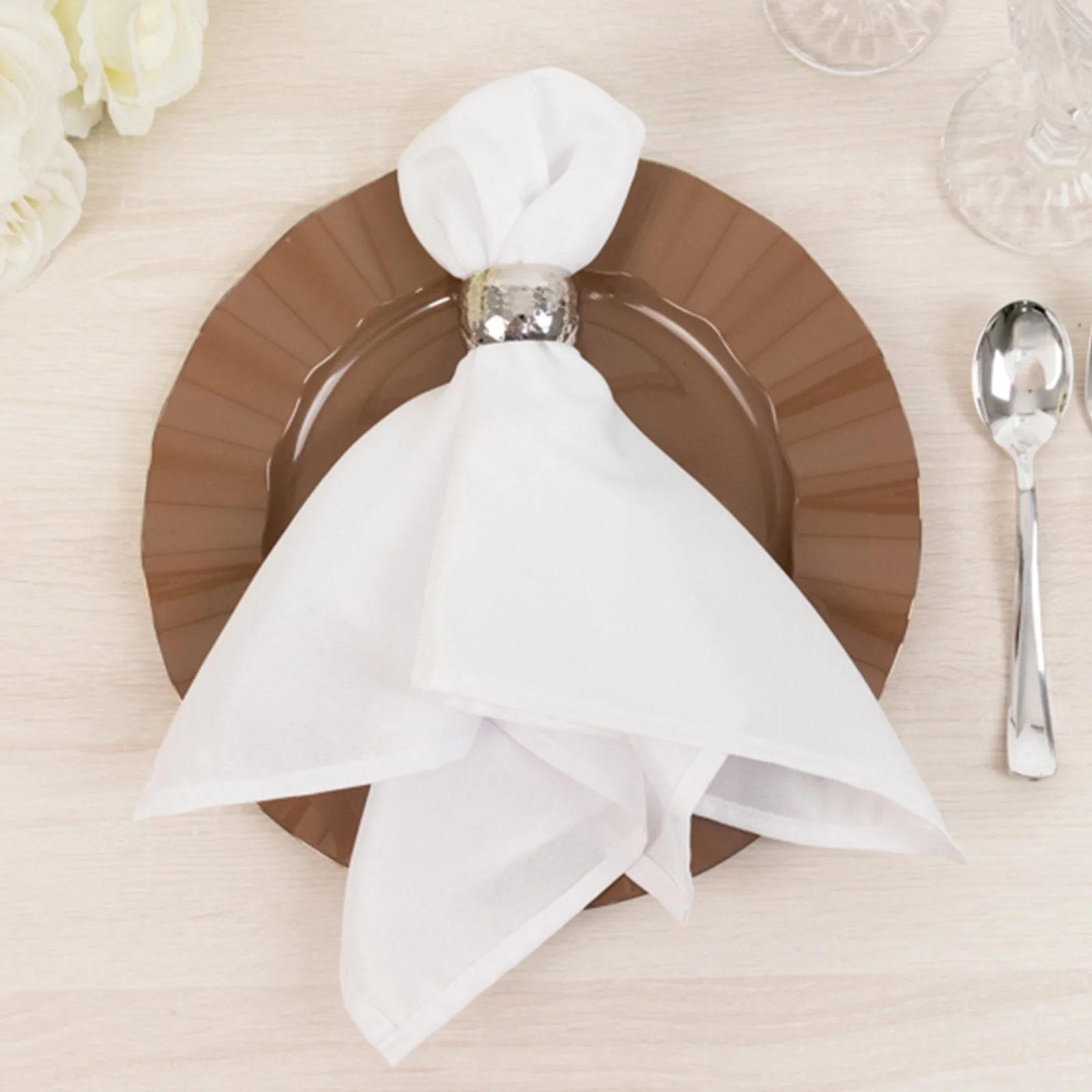 10-Pack Plastic Round Dinner Plates 9" Coffee Brown Ruffled Rim with Gold Edging - Heavy Duty Disposable Dinnerware - Image 7