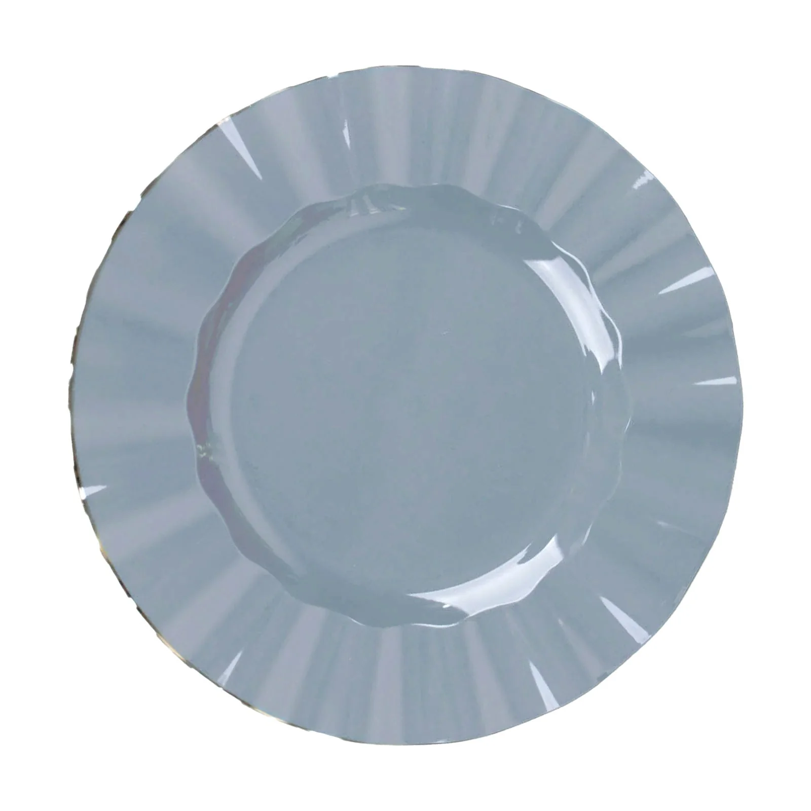 10-Pack Plastic Round Dinner Plates 9" Dusty Blue Ruffled Rim with Gold Edging - Heavy Duty Disposable Dinnerware - Image 7