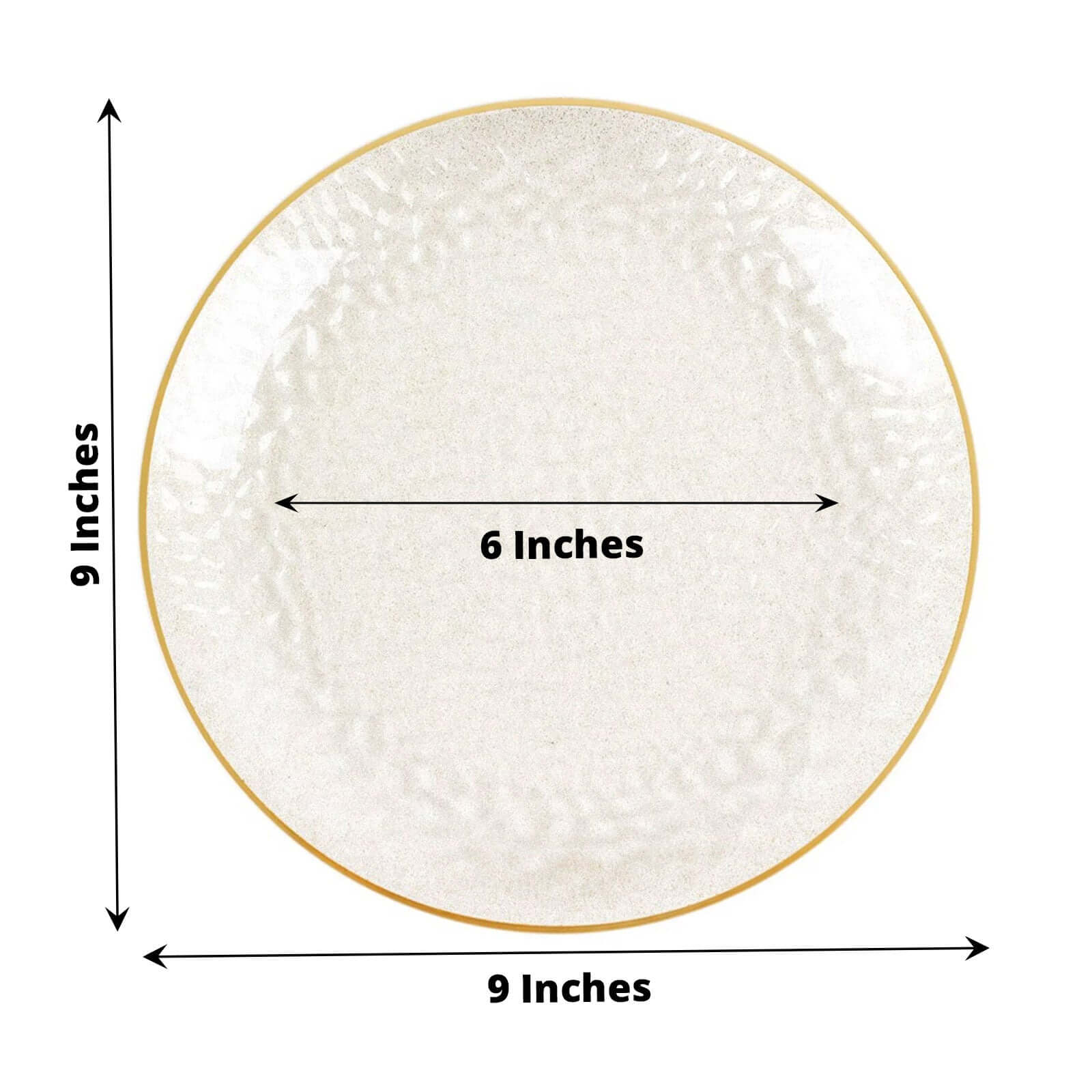 10-Pack Plastic Round Dinner Plates 9" Gold Glitter Clear Hammered Design with Gold Rim - Modern Disposable Party Plates for Buffets & Catered Events - Image 3