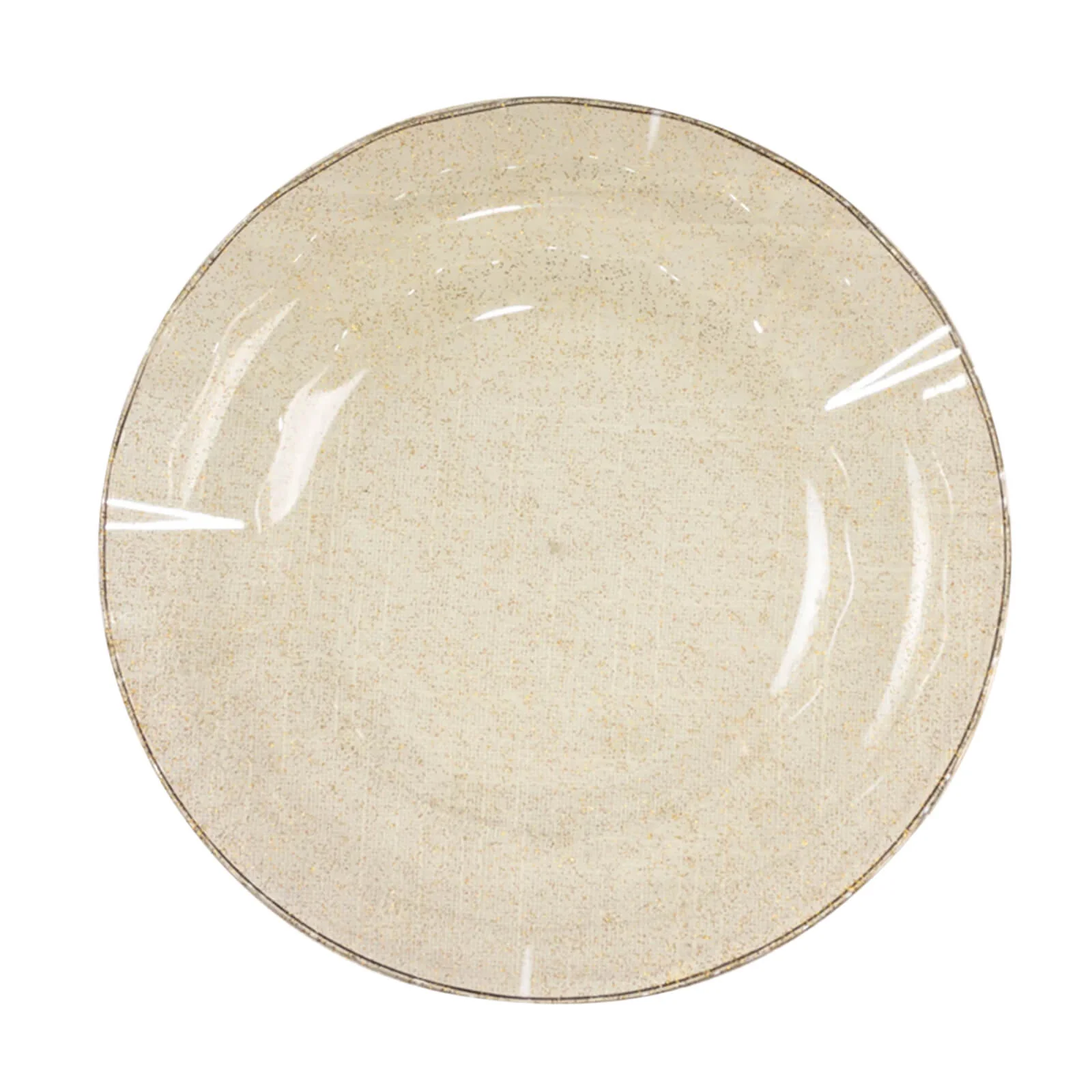 10-Pack Plastic Round Dinner Plates 9" Gold Glitter with Ruffled Rim - Transparent Heavy Duty Disposable Dinnerware - Image 2