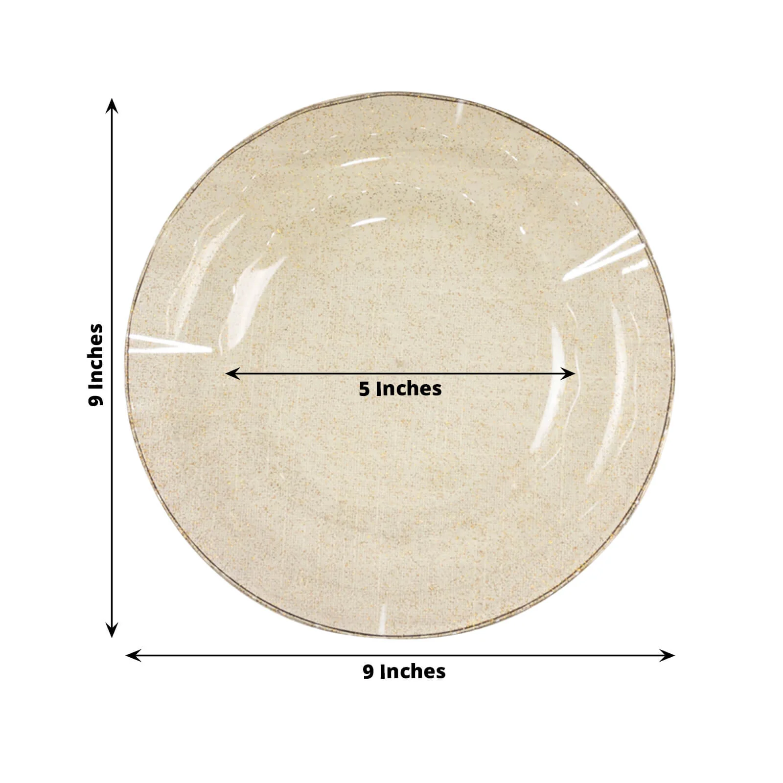 10-Pack Plastic Round Dinner Plates 9" Gold Glitter with Ruffled Rim - Transparent Heavy Duty Disposable Dinnerware - Image 6