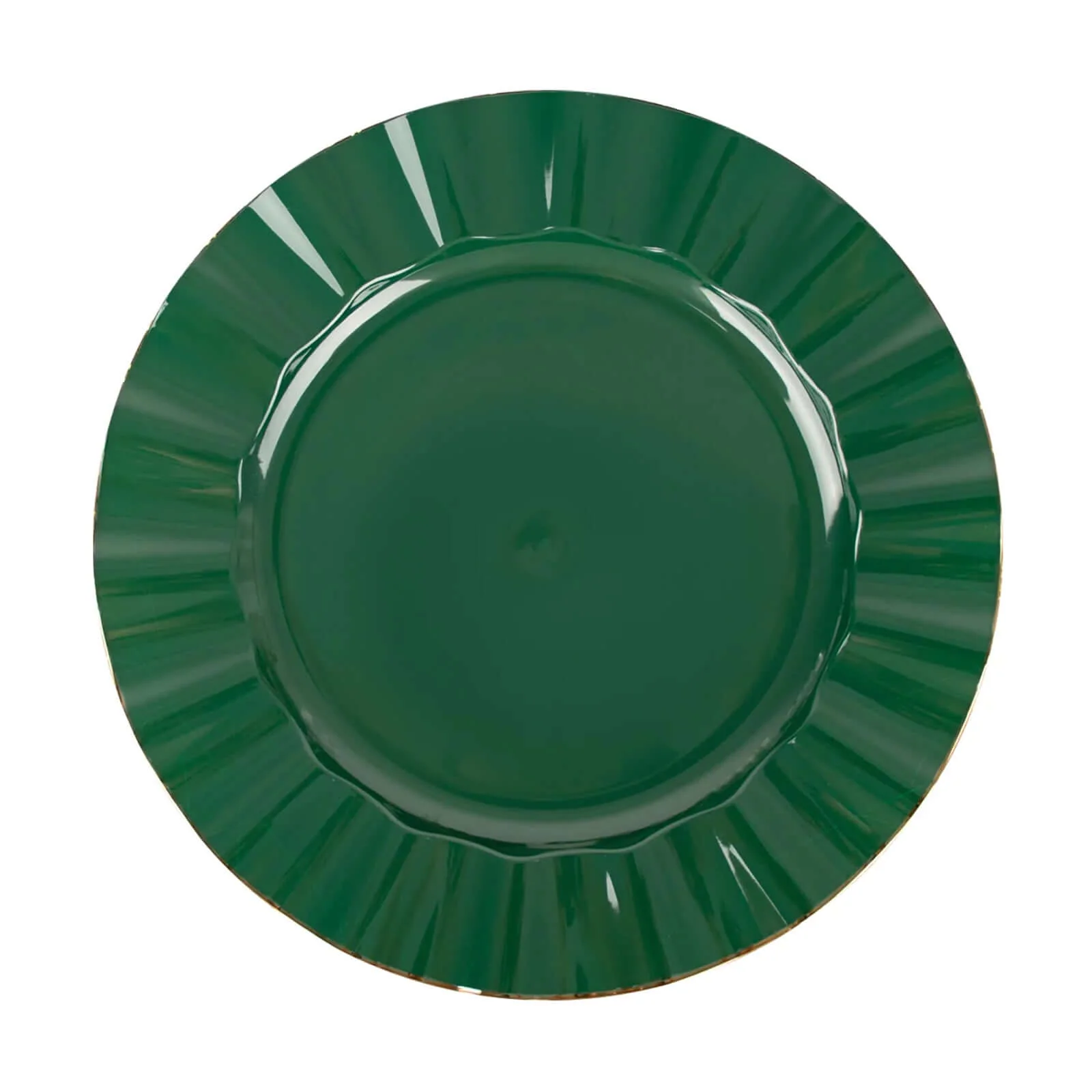 10-Pack Plastic Round Dinner Plates 9" Hunter Emerald Green Ruffled Rim with Gold Edging - Heavy Duty Disposable Dinnerware - Image 11