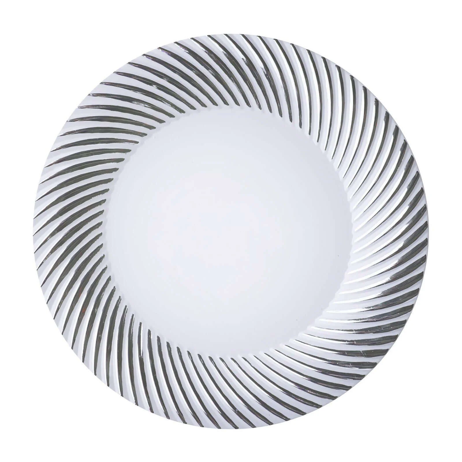 10-Pack Plastic Round Dinner Plates 9" White with Silver Swirl Rim - Disposable Party Plates - Image 7