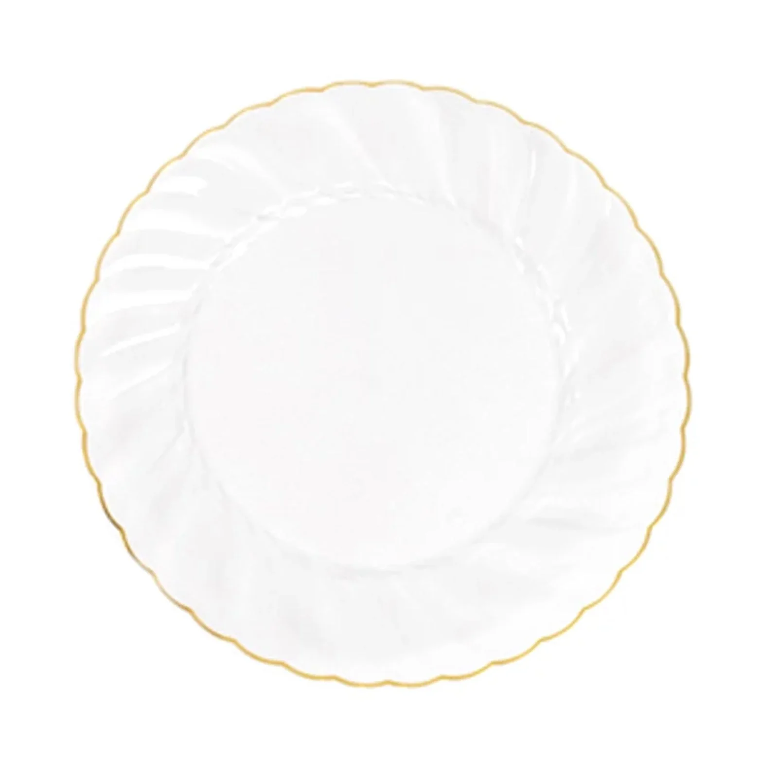 10-Pack Plastic Round Salad Dessert Plates 7.5" Clear with Gold Flair Rim - Disposable Party Plates for Classy Events & Celebrations - Image 6
