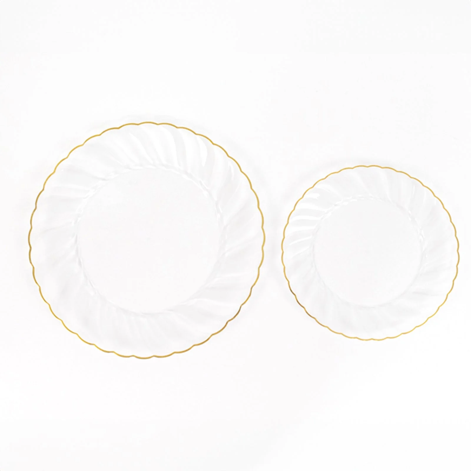 10-Pack Plastic Round Salad Dessert Plates 7.5" Clear with Gold Flair Rim - Disposable Party Plates for Classy Events & Celebrations - Image 8