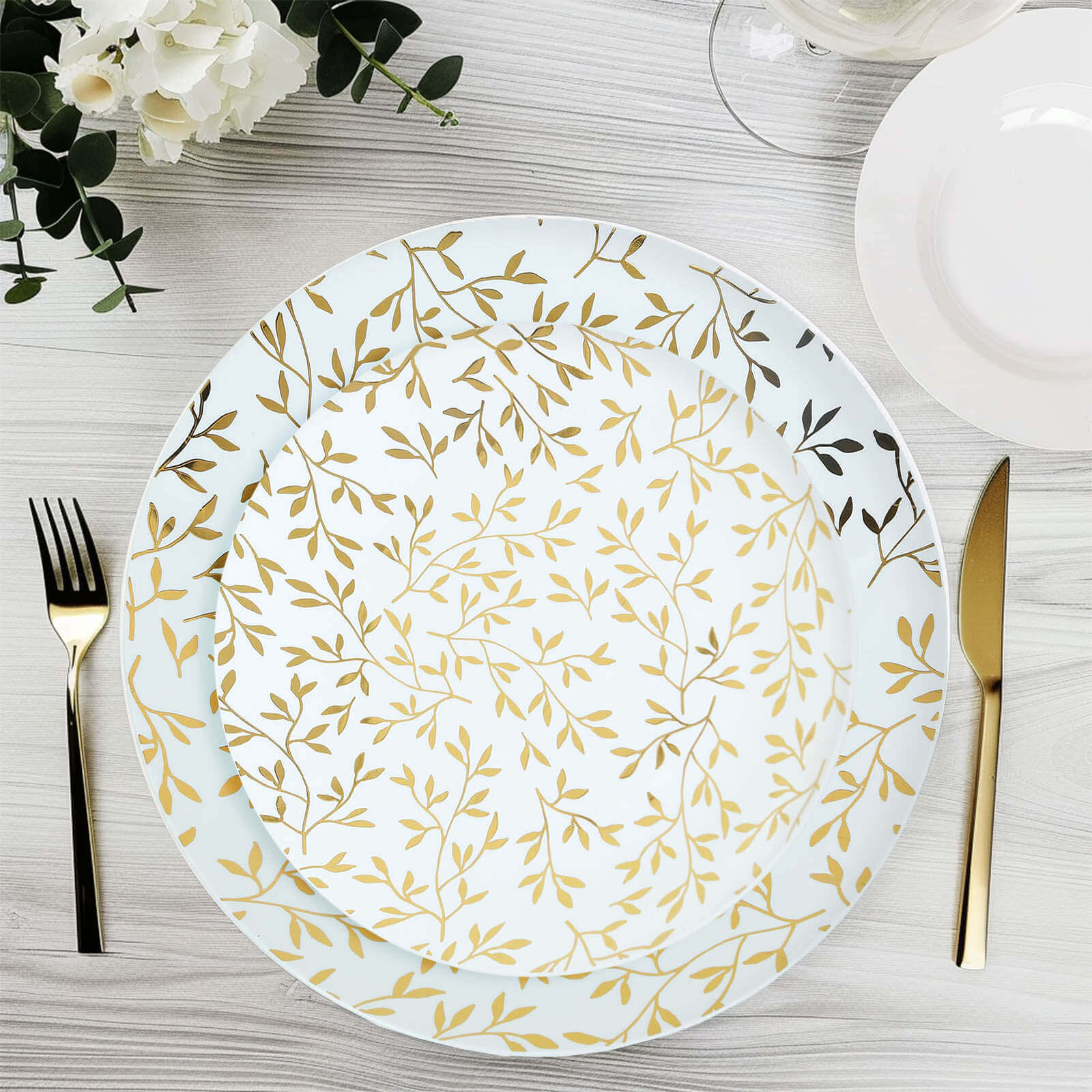 10-Pack Plastic Round Salad Dessert Plates 8" White - Image 4