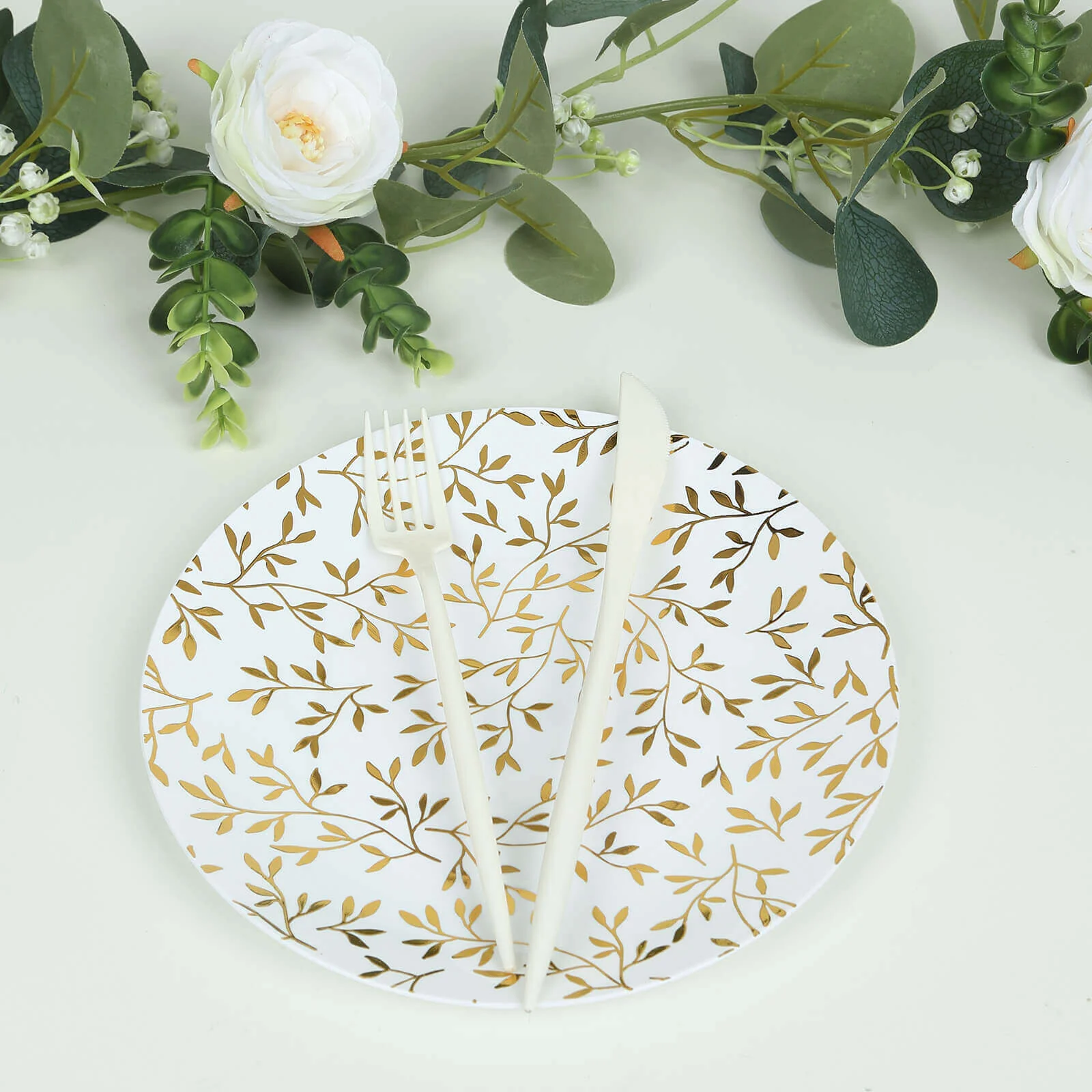 10-Pack Plastic Round Salad Dessert Plates 8" White - Image 5
