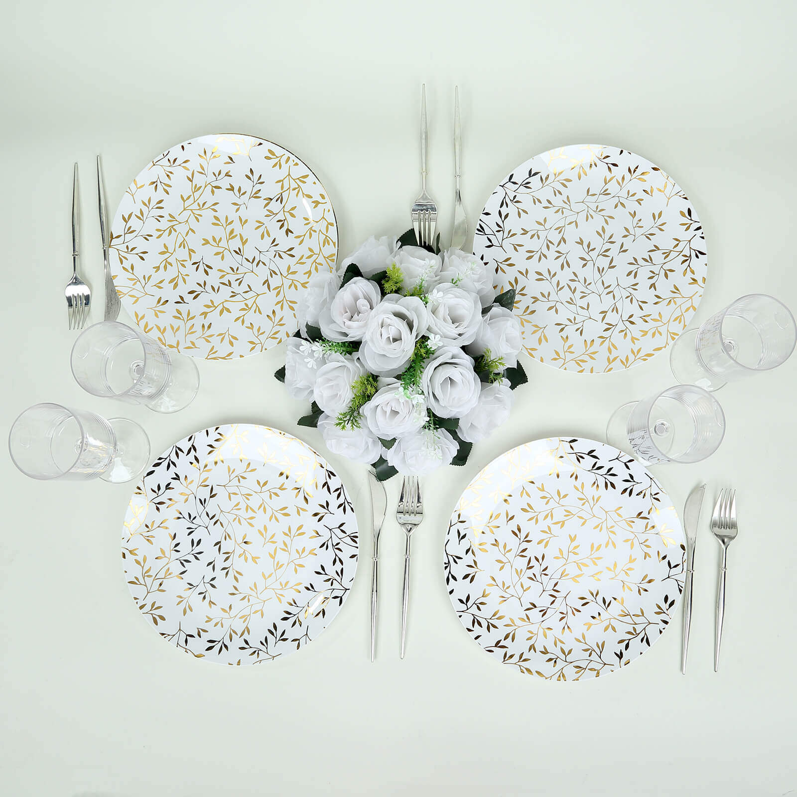 10-Pack Plastic Round Salad Dessert Plates 8" White - Image 8