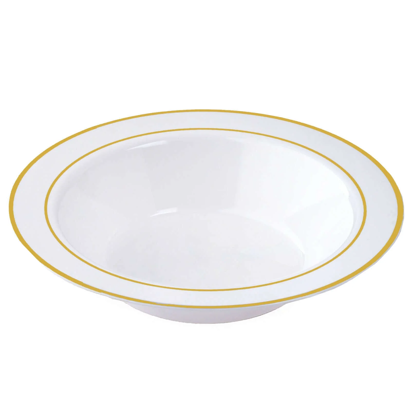 10-Pack Plastic Soup Bowls 12oz White with Gold Rim - Disposable Round Bowls for Events - Image 7