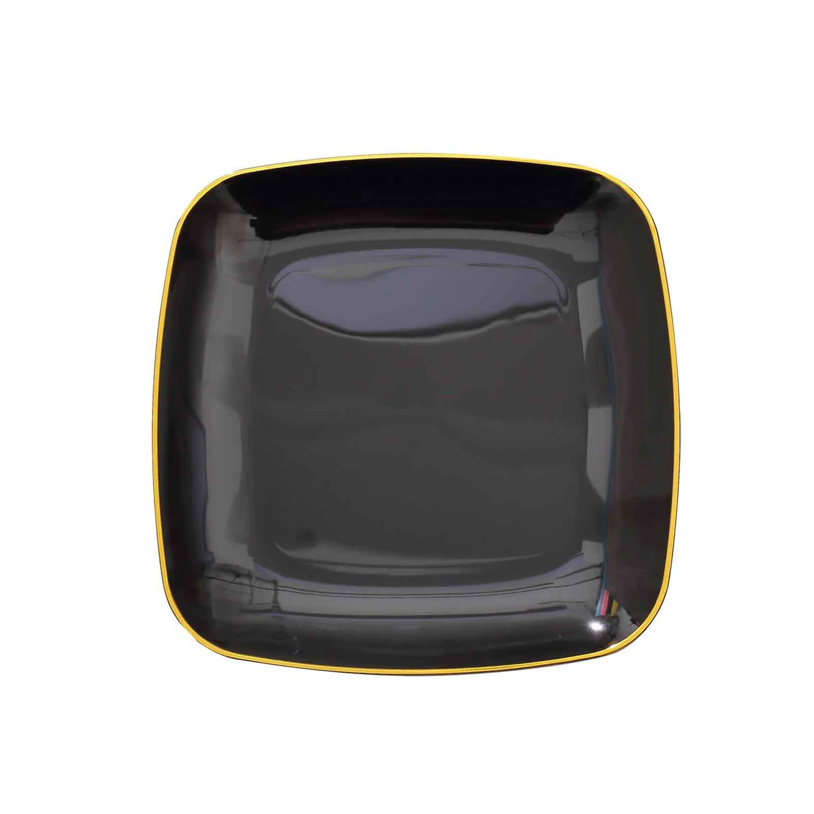 10-Pack Plastic Square Dessert Plates 7" Black with Gold Rim - Sleek Disposable Appetizer Salad Plates - Image 7