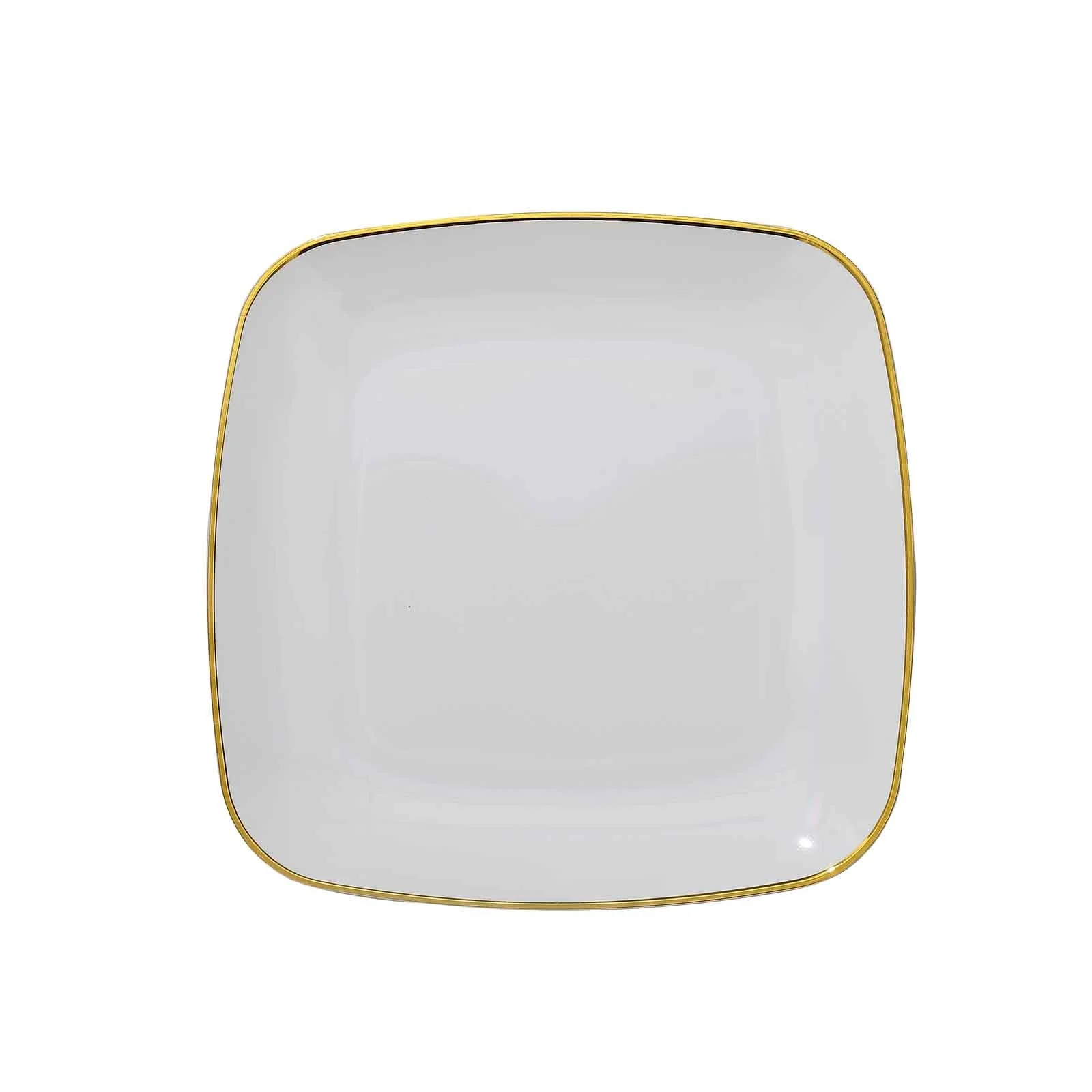 10-Pack Plastic Square Dessert Plates 7" White with Gold Rim - Sleek Disposable Appetizer Salad Plates for Events & Banquets - Image 7