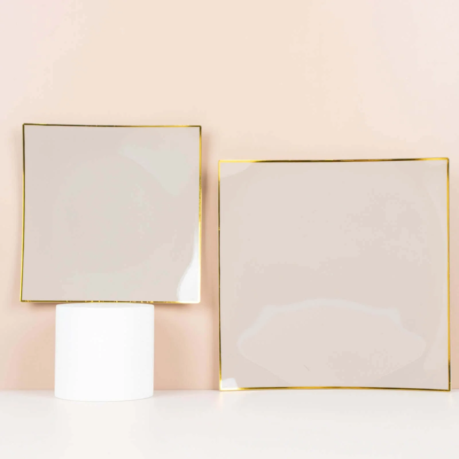 10-Pack Plastic Square Dessert Plates 8" Taupe Concave Style with Gold Rim - Modern Disposable Salad Appetizer Party Plates - Image 9