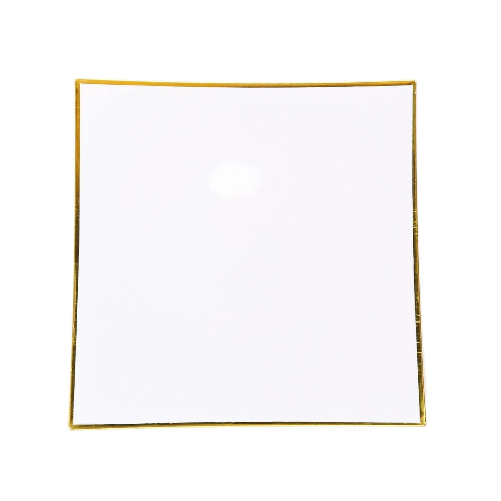 10-Pack Plastic Square Dessert Plates 8" White Concave Style with Gold Rim - Modern Disposable Salad Appetizer Party Plates for Formal Dinners & Banquets - Image 7