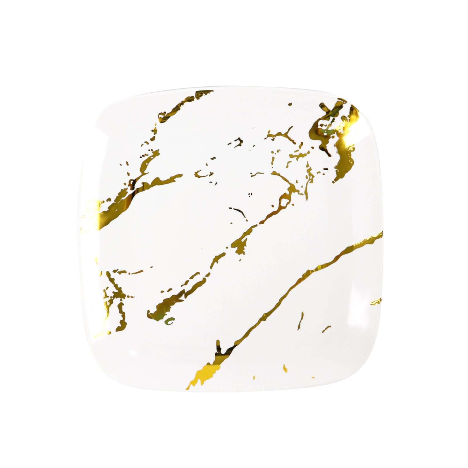 10-Pack Plastic Square Dessert Plates 8" White with Gold Marble Design - Disposable Appetizer Salad Party Plates for Sophisticated Dining & Festive Events - Image 7
