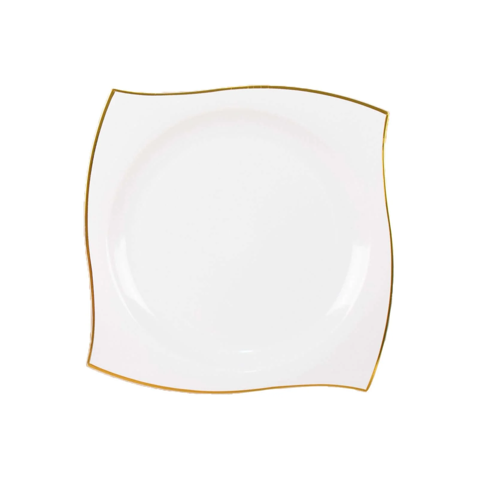 10-Pack Plastic Square Dessert Plates 8" White with Gold Wavy Rim Modern - Disposable Salad Appetizer Party Plates for Stylish Events & Banquets - Image 7