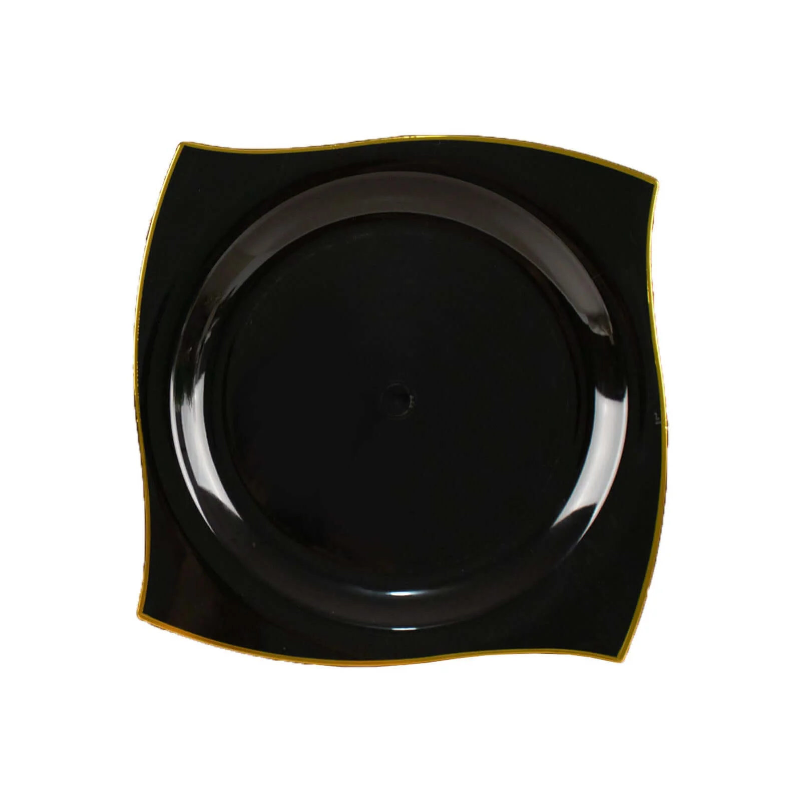 10-Pack Plastic Square Dinner Plates 10" Black with Gold Wavy Rim Modern - Disposable Party Plates - Image 7