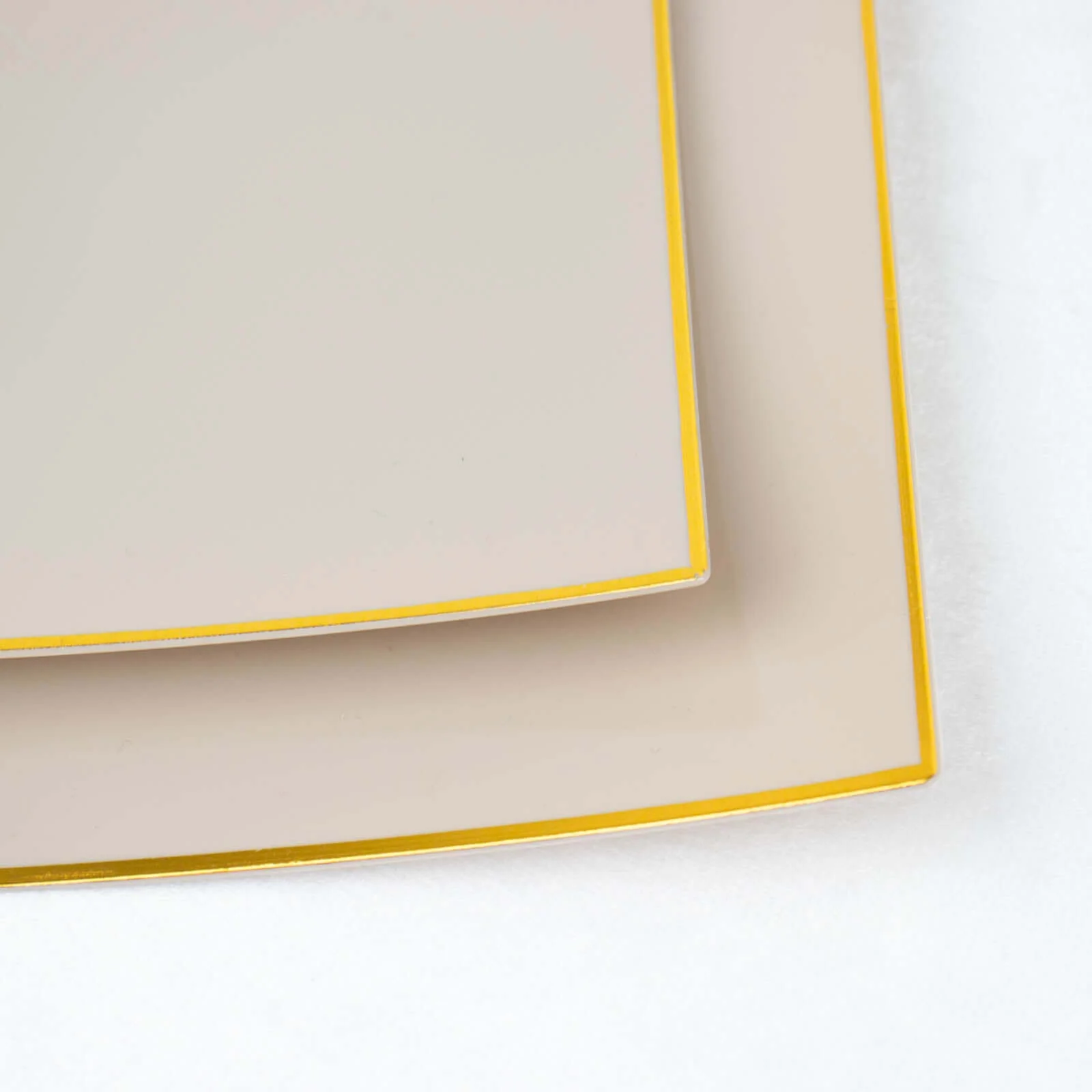 10-Pack Plastic Square Dinner Plates 10" Taupe Concave Style with Gold Rim - Modern Disposable Party Plates - Image 13