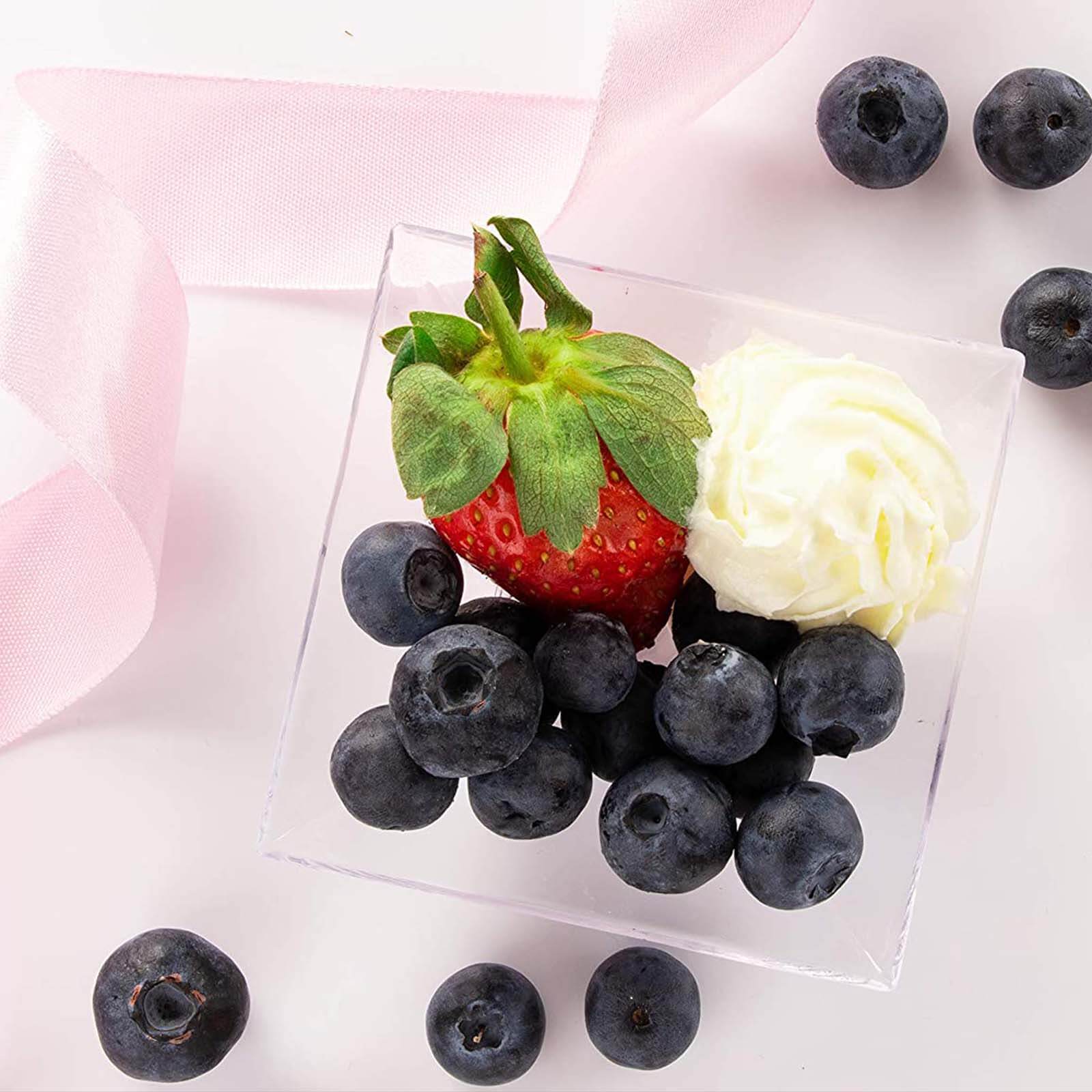 10-Pack Plastic Tapas Plates 4" Sleek Square Design Clear - Disposable Appetizer and Dessert Plates - Image 2