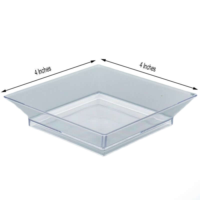 10-Pack Plastic Tapas Plates 4" Sleek Square Design Clear - Disposable Appetizer and Dessert Plates - Image 3