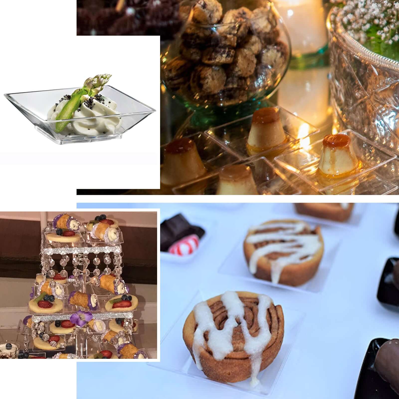 10-Pack Plastic Tapas Plates 4" Sleek Square Design Clear - Disposable Appetizer and Dessert Plates - Image 5