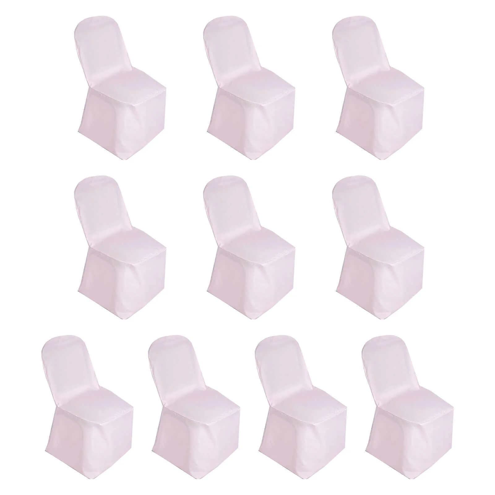 10 Pack Polyester Banquet Chair Covers Blush - Reusable Stain-Resistant Slipcovers - Image 3