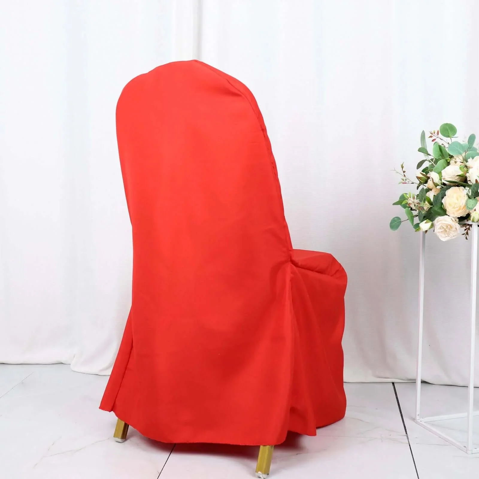 10 Pack Polyester Banquet Chair Covers Red - Reusable Stain-Resistant Slipcovers - Image 2