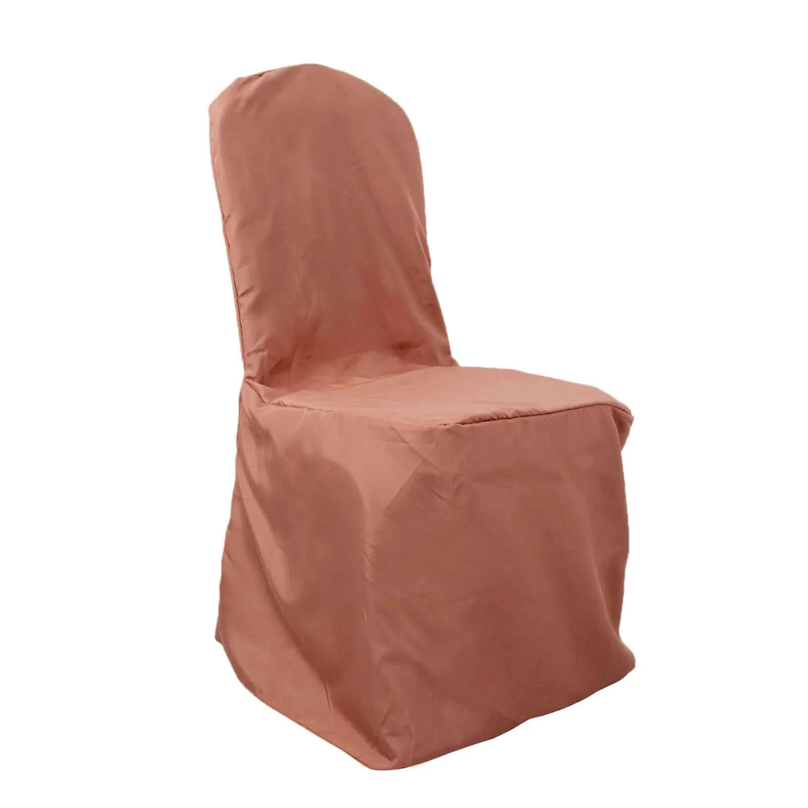 10 Pack Polyester Banquet Chair Covers Terracotta (Rust) - Reusable Stain-Resistant Slipcovers - Image 6