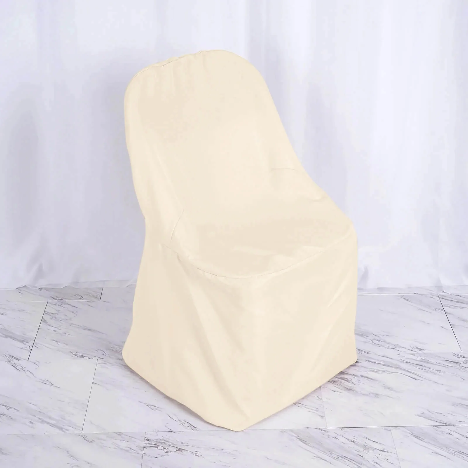 10 Pack Polyester Folding Chair Covers Beige - Reusable Stain-Resistant Slipcovers - Image 2